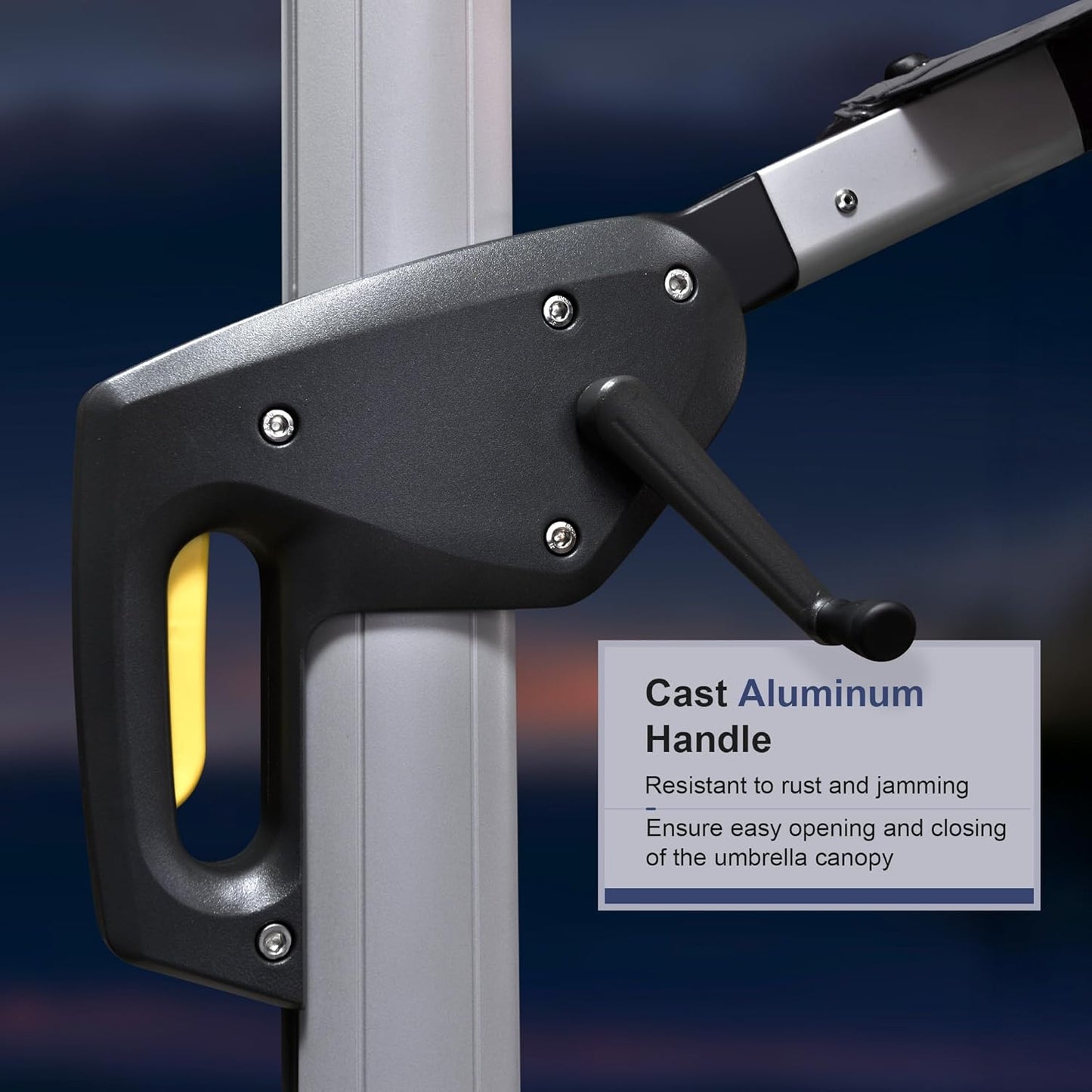 PURPLE LEAF 9 Feet Double Top Deluxe Solar Powered LED Square Patio Umbrella Offset Hanging Umbrella Outdoor Market Umbrella Garden Umbrella, Grey