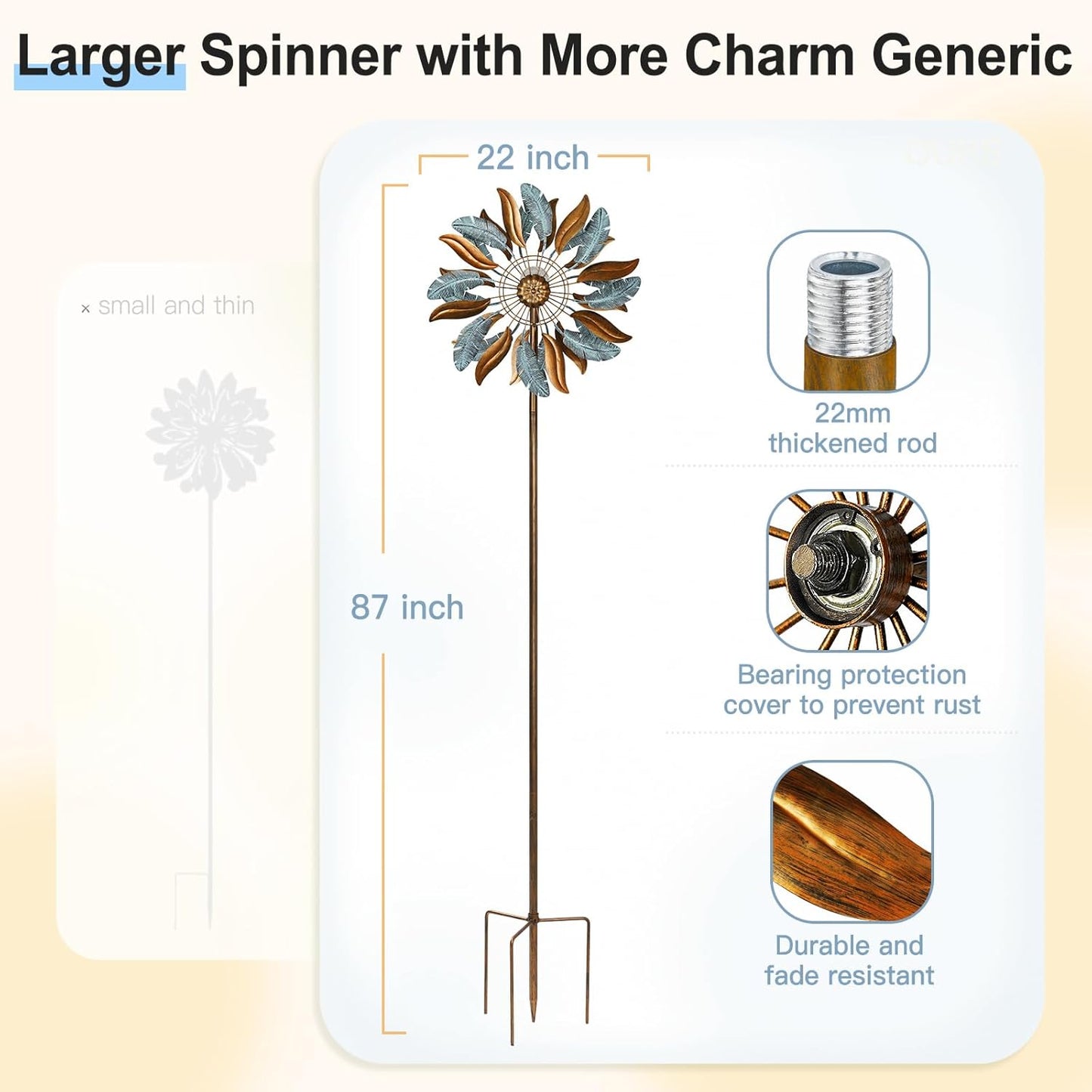 Solar Wind Spinners 87 Inch Extra Large Metal for Yard, Garden Decor Yard Art Windmills for Outdoor