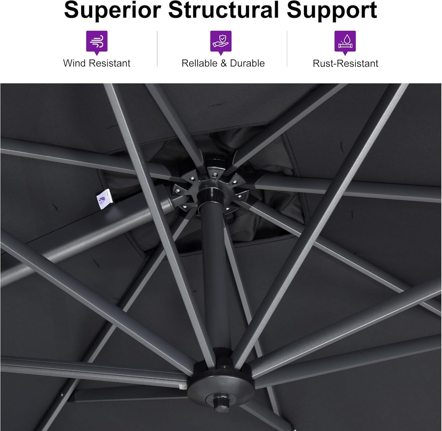 PURPLE LEAF 9 Feet Patio Umbrella Outdoor Cantilever Square Umbrella Aluminum Offset Umbrella with 360-degree Rotation for Garden Deck Pool Patio, Light Grey