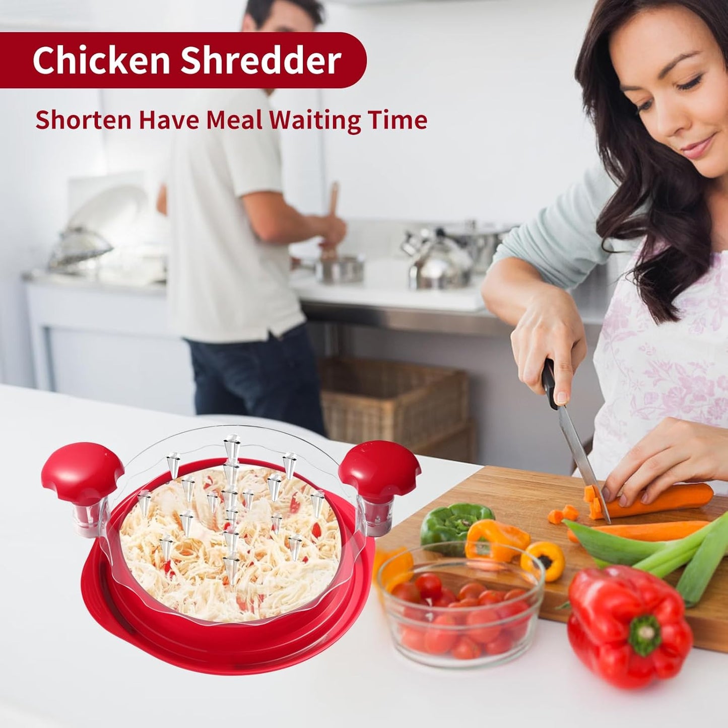 SurpOxyLoc Chicken Shredder Large Chicken Breast Shredder Tool Twist,Visible Meat Chicken Shredder,Anti-Slip Strip,BPA Free,Suitable for Pork Beef Chicken(Red)