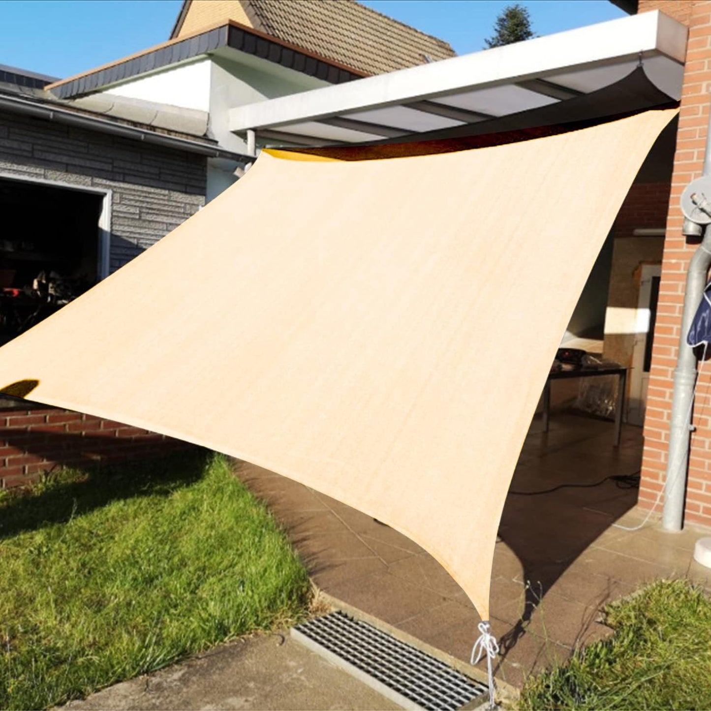 KANAGAWA 10'X13' Cream Custom Size Sun Shade Sail Rectangle UV Block Canopy Cover for Patio Backyard Lawn Garden Outdoor (Customized Available)