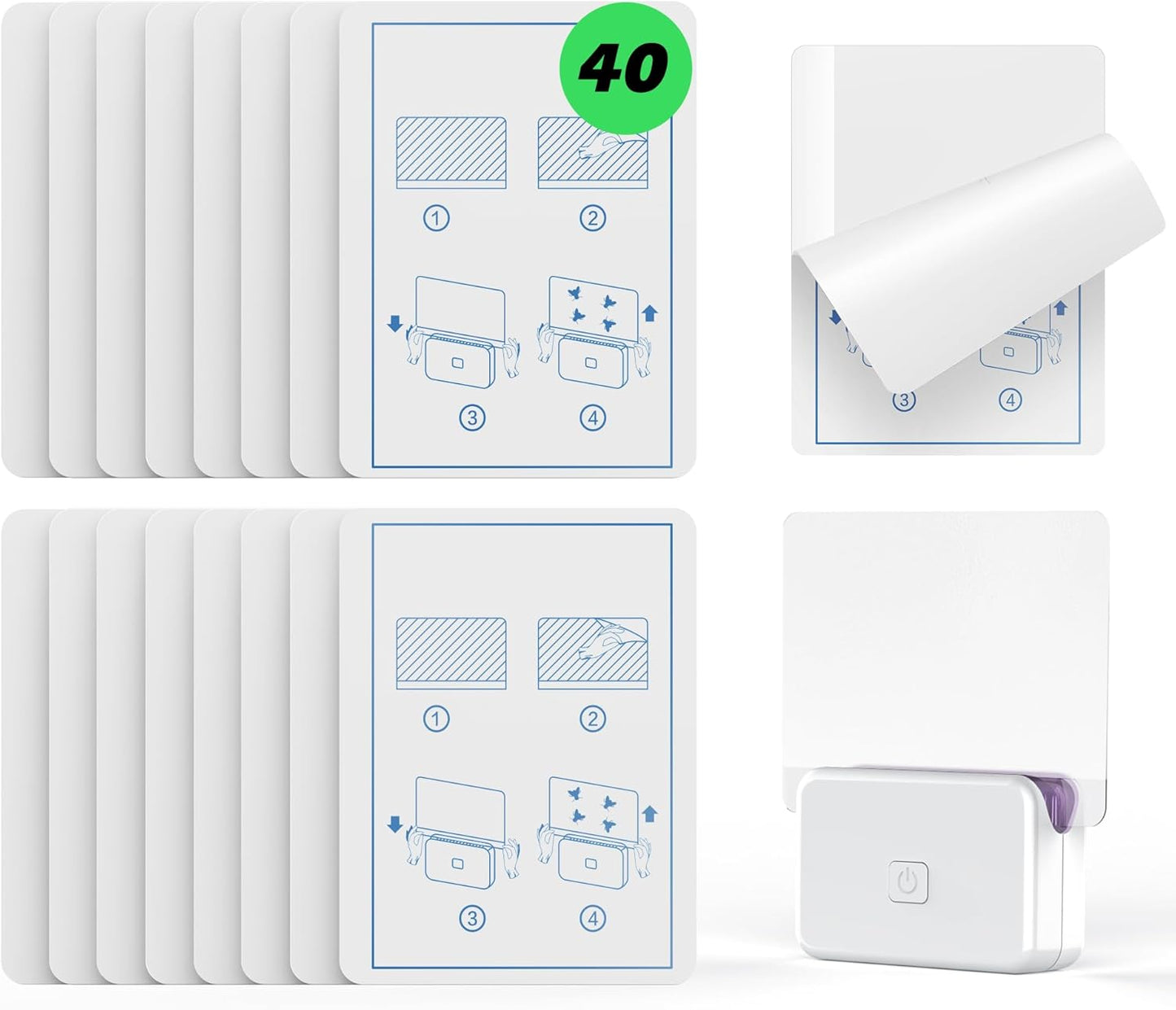 40 Packs Refill Card(Refills Only) for Plug in UV Light Fly Trap, Sticky Board Refills for LFSYS Plug-in Fly Trap