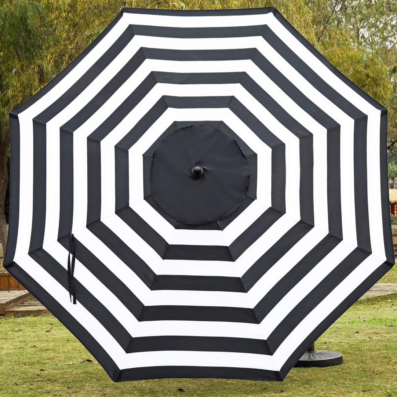 Sunnyglade 9' Patio Umbrella Outdoor Table Umbrella with 8 Sturdy Ribs (Black and White)
