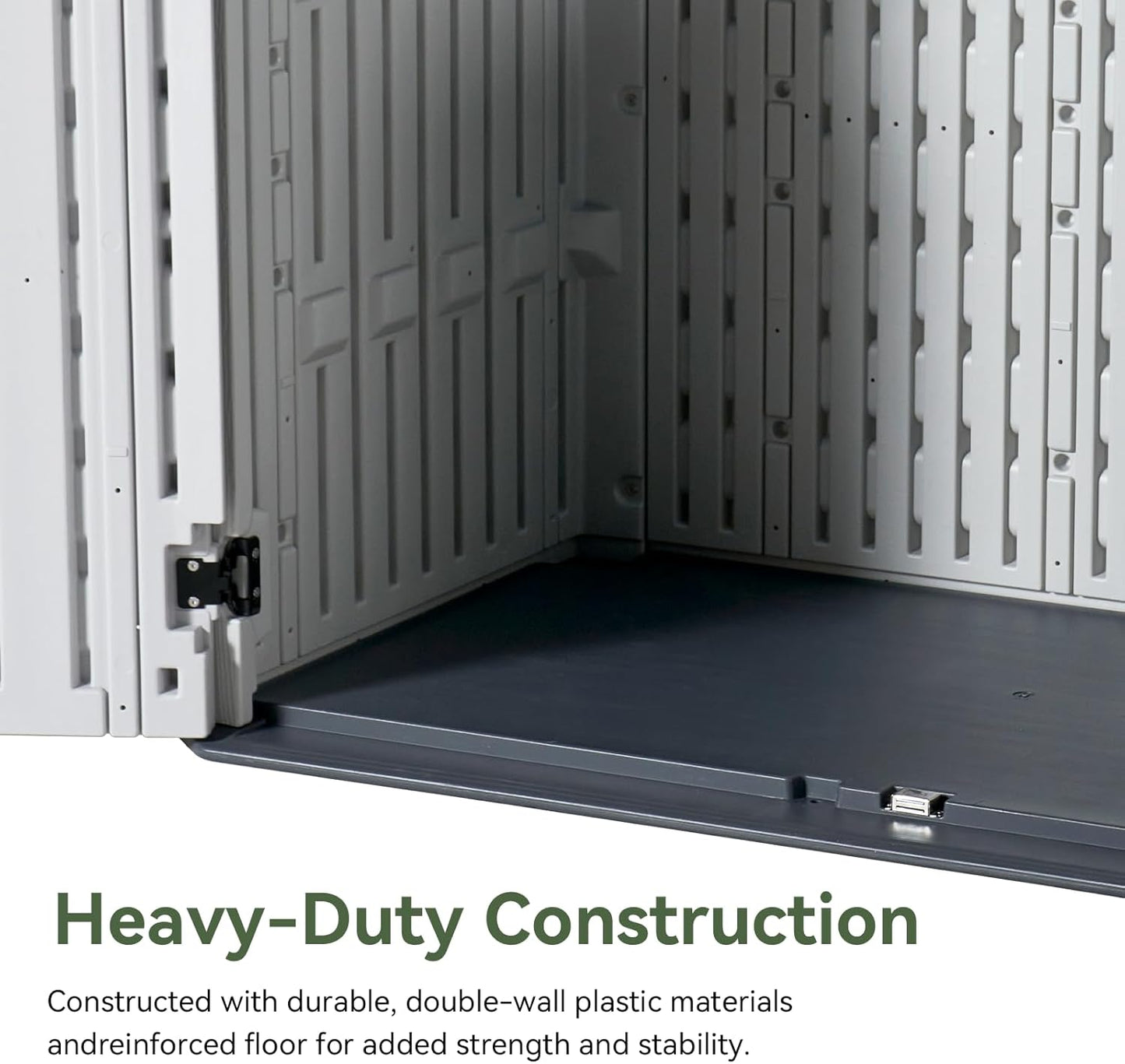 Aoxun 35 Cu.Ft Outdoor Storage Shed, Waterproof Horizontal Resin Cabinet for Trash Cans, Lawn Mowers, Generators, and Garden Tools, White