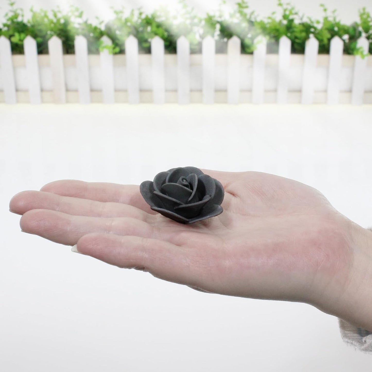 500 Pcs 1.4 Inch Mini Artificial Flowers Head Bulk 5 in 1 Set Faux Foam Fake Small Rose Tiny Baby Flores Bouquet Cake Gift Home Decoration DIY Craft (Gray)