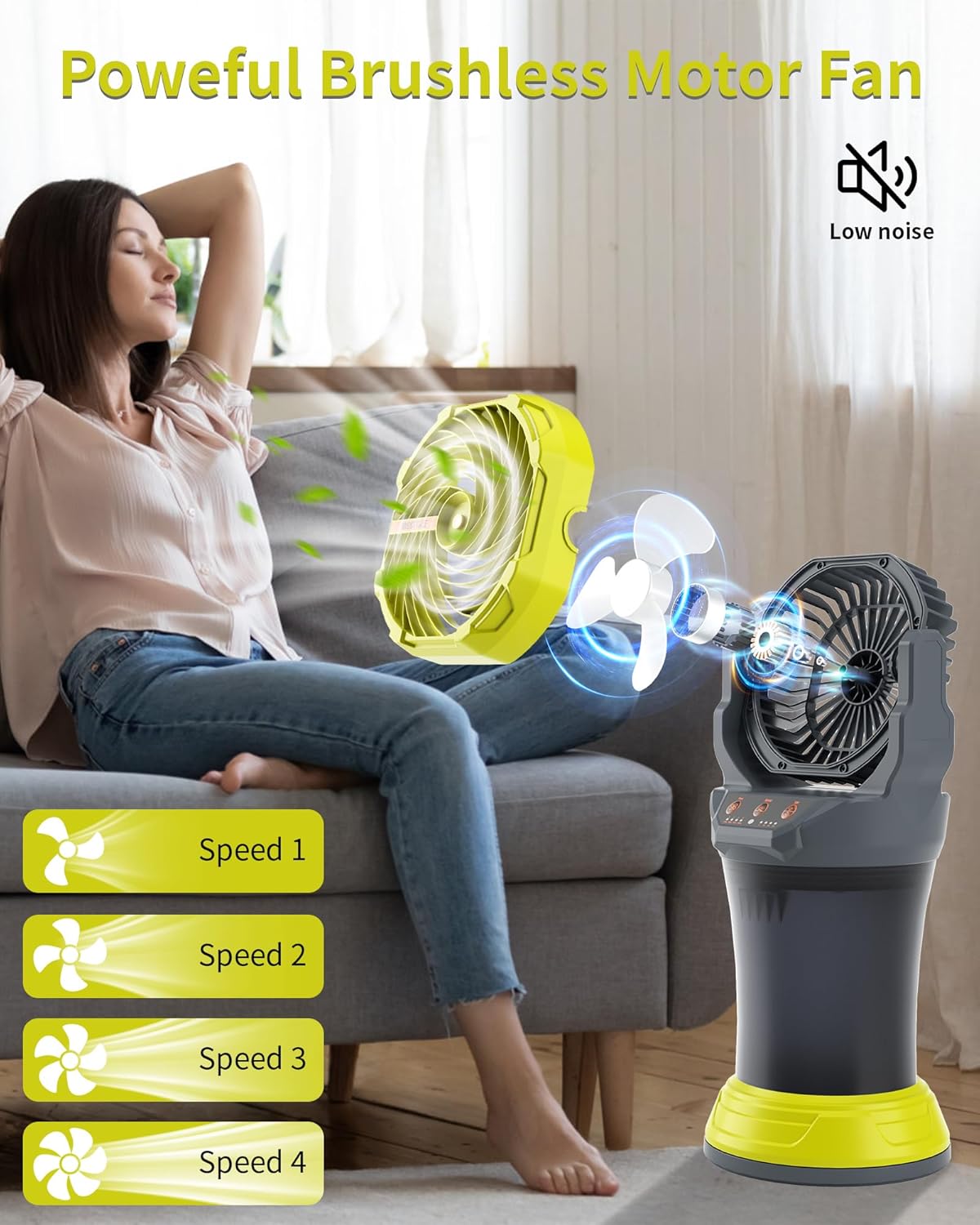 Portable Misting Fan with 30000mAh Battery Fan-Rechargeable Outdoor Misting Cooling Fans with 2L Water Tank,RGB Lights,4 Speeds & Spray Modes-for Patio, Camping, Beach, Workshop (Gray-Green)