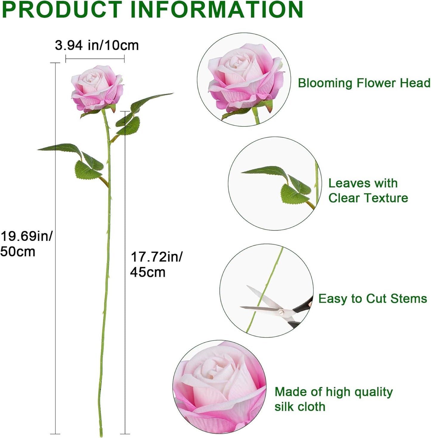 Uqueeten Fake Plants Roses Flowers Plastic Flowers Party Decoration for Home Gifts for Gf Roses Artificial Flowers for Vase Fake Plants Home Decor 19.6"(Deep Pink 50PCS)