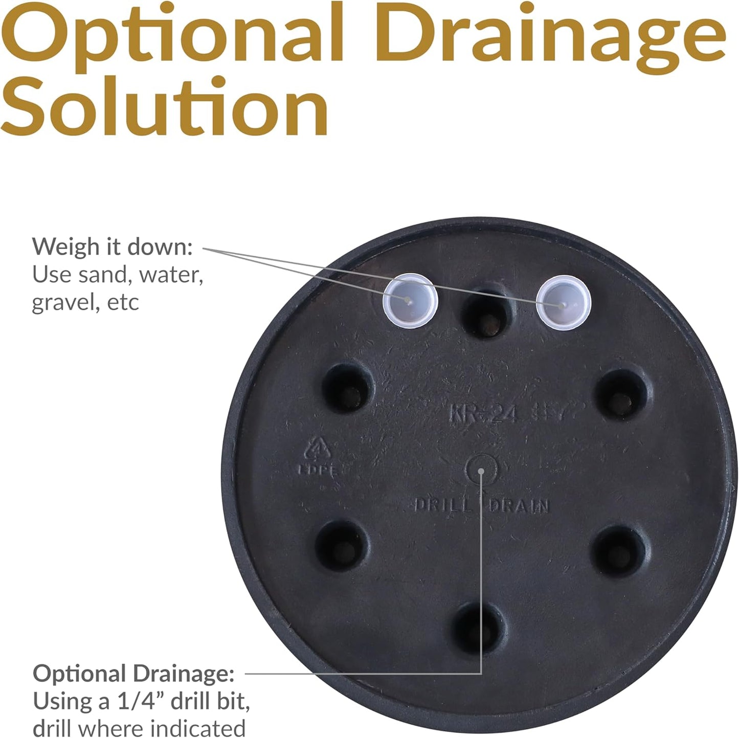 Sunnydaze 24-Inch Anjelica Large Plastic Pot for Plants - Outdoor Polyresin Round Planter with Drillable Drainage Holes - Slate