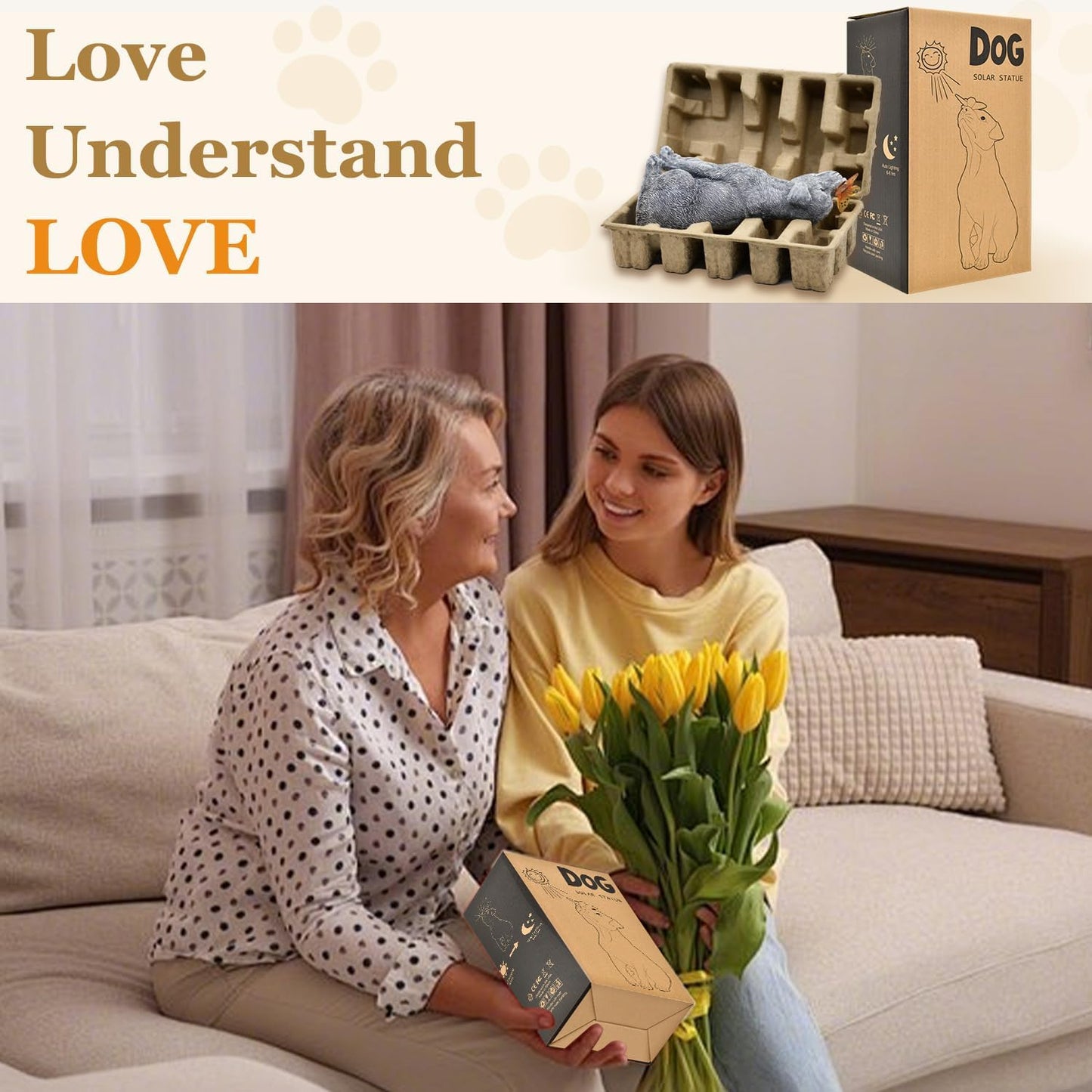 Garden Statue Dog Figurine Decor – Outdoor Decoration with Butterfly for Garden Yard Lawn Home Decor Outside : Memorial Gifts for Women Mom Grandma