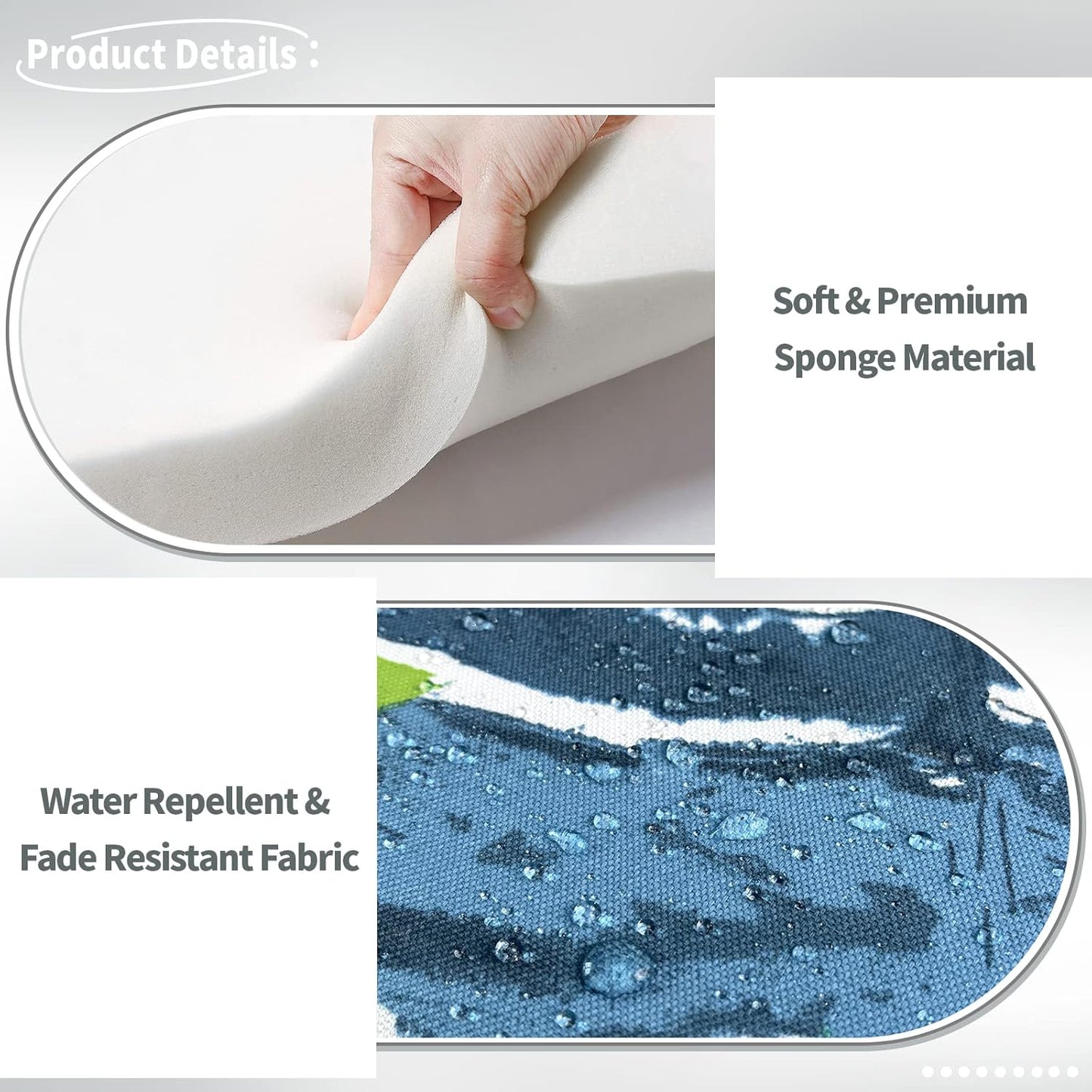 Indoor/Outdoor Chair Cushions 16x17 Inch, Patio Chair Cushions with Ties, All Weather Seat Cushions for Patio Furniture Home Garden Chair Use, Set of 4, Islamorada Blue Green