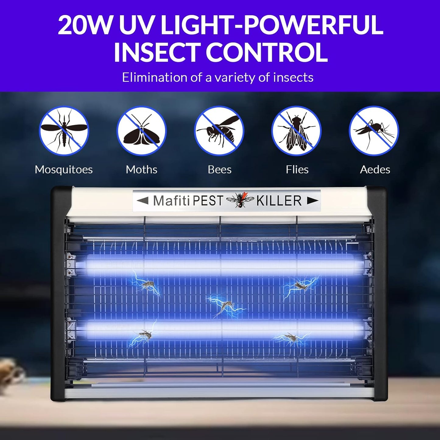 mafiti Bug Zapper Fly Traps Indoor Hanging Electric Mosquito Killer 3500V Gnats Fruit Trap for Home Restaurants Kitchen Garden Black