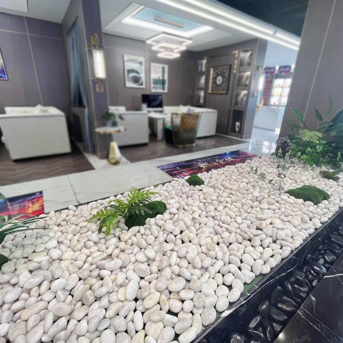 20lbs Large River Rocks for Landscaping, 3-4" White Pebbles for Garden Design, Hand-Picked Smooth Stones for Fish Tank, Flower Pots, Indoor Water Fountains, Pathways, Backyard