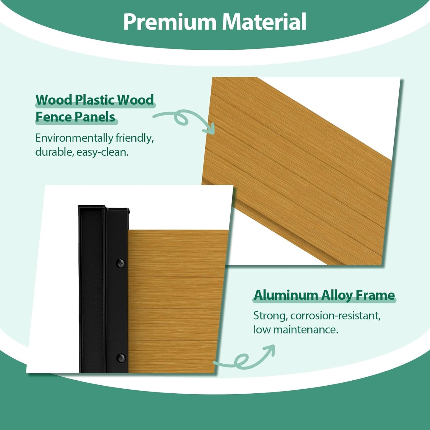 Vertical Screen Planter Bed - Raised Garden Box with Trellis for Climbing Plants, Durable Privacy Fence Planter for Outdoor, Patio, Deck Aluminum Frame, Yellow Teak with Base