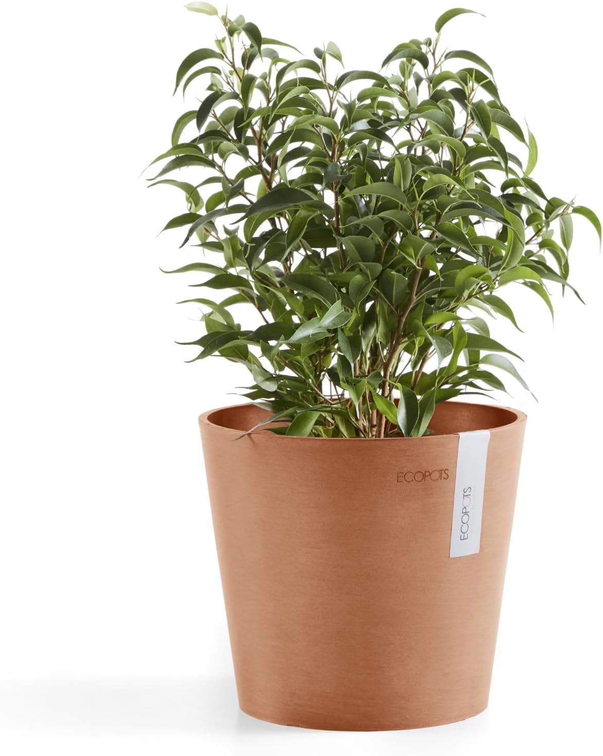 Ecopots Amsterdam Mini Durable Modern Round Recycled-Based Composite Flower Pot Planter, Terracotta Color, 7"