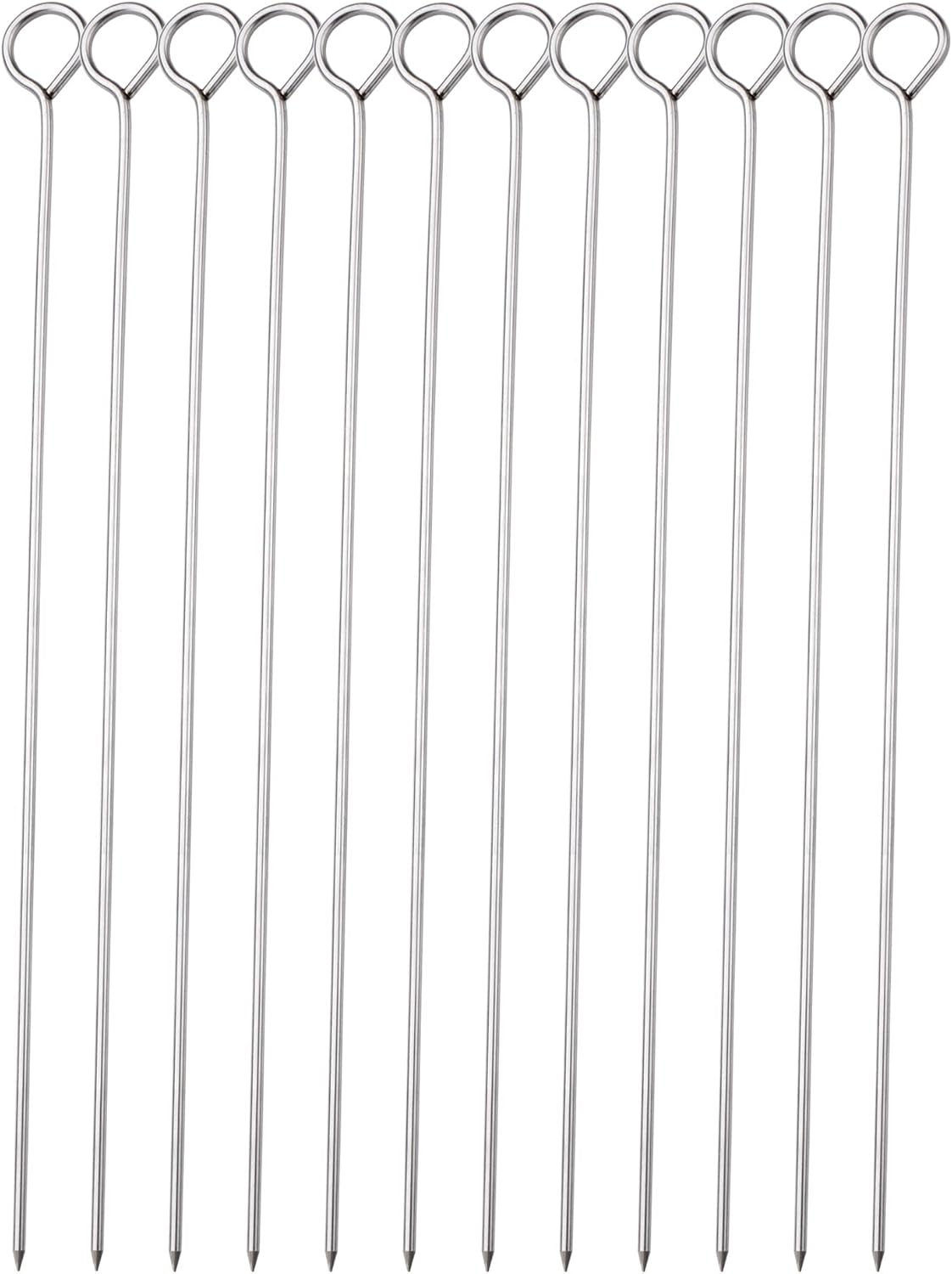 10 Inch Metal Barbecue Skewers, Stainless Steel BBQ Skewers, Shish Kebab Kabob Skewers 12 Pcs