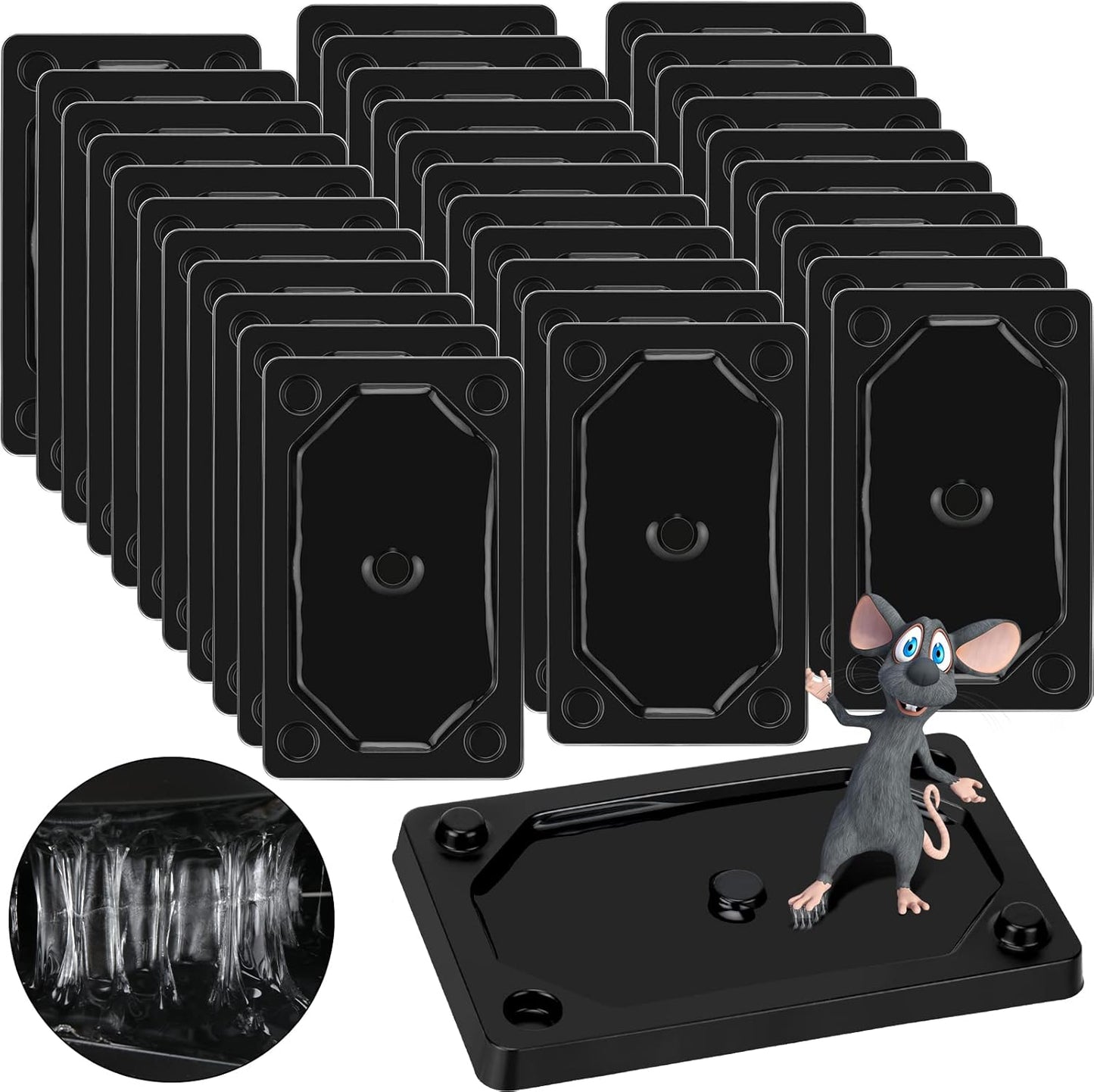 Qualirey 32 Pieces Mouse and Insect Glue Traps Baited Sticky Plastic Boards for House Rodents Heavier Adhesive Traps with Nontoxic Glue for Insects, Ready to Use, Pet Children Safe