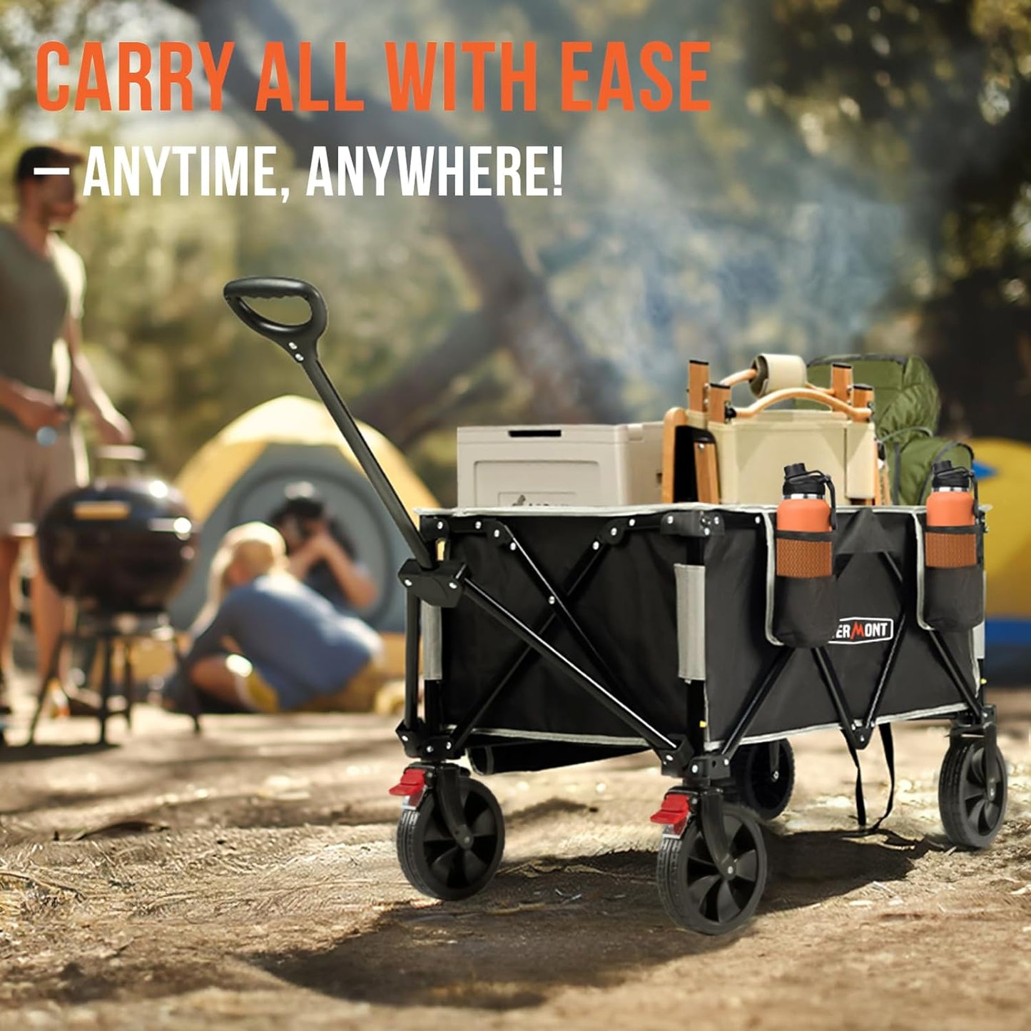Overmont 150L Wagons Carts Foldable - Large Capacity Folding Collapsible Wagon Cart for Grocery Camping Utility Gardening Sports Travelling- 330lbs Load