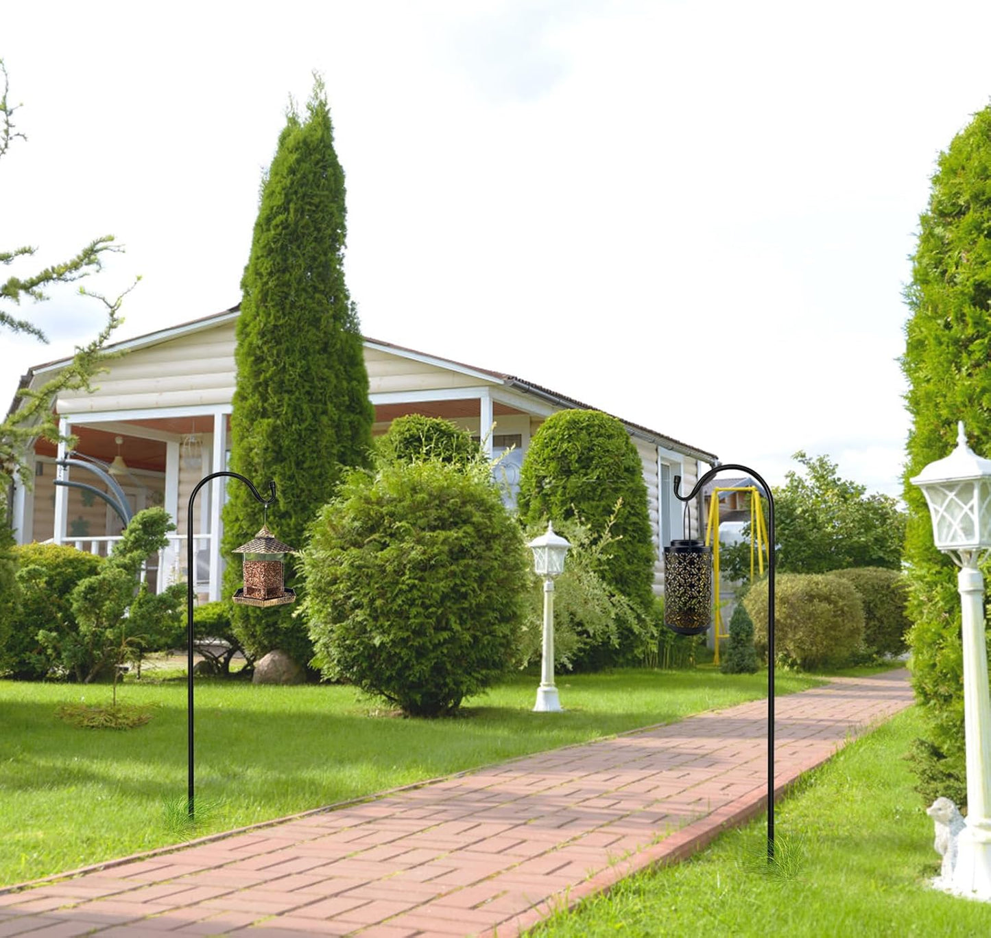 MIXXIDEA 4/8PK Heavy Duty Garden Shepherds Hooks for Outdoor, Premium Metal Shepherds Hooks, Height Adjustable Bird Feeder Hanger, Hanging Basket Hooks 37” Inch Tall Hanging Plant Hooks (4PK)