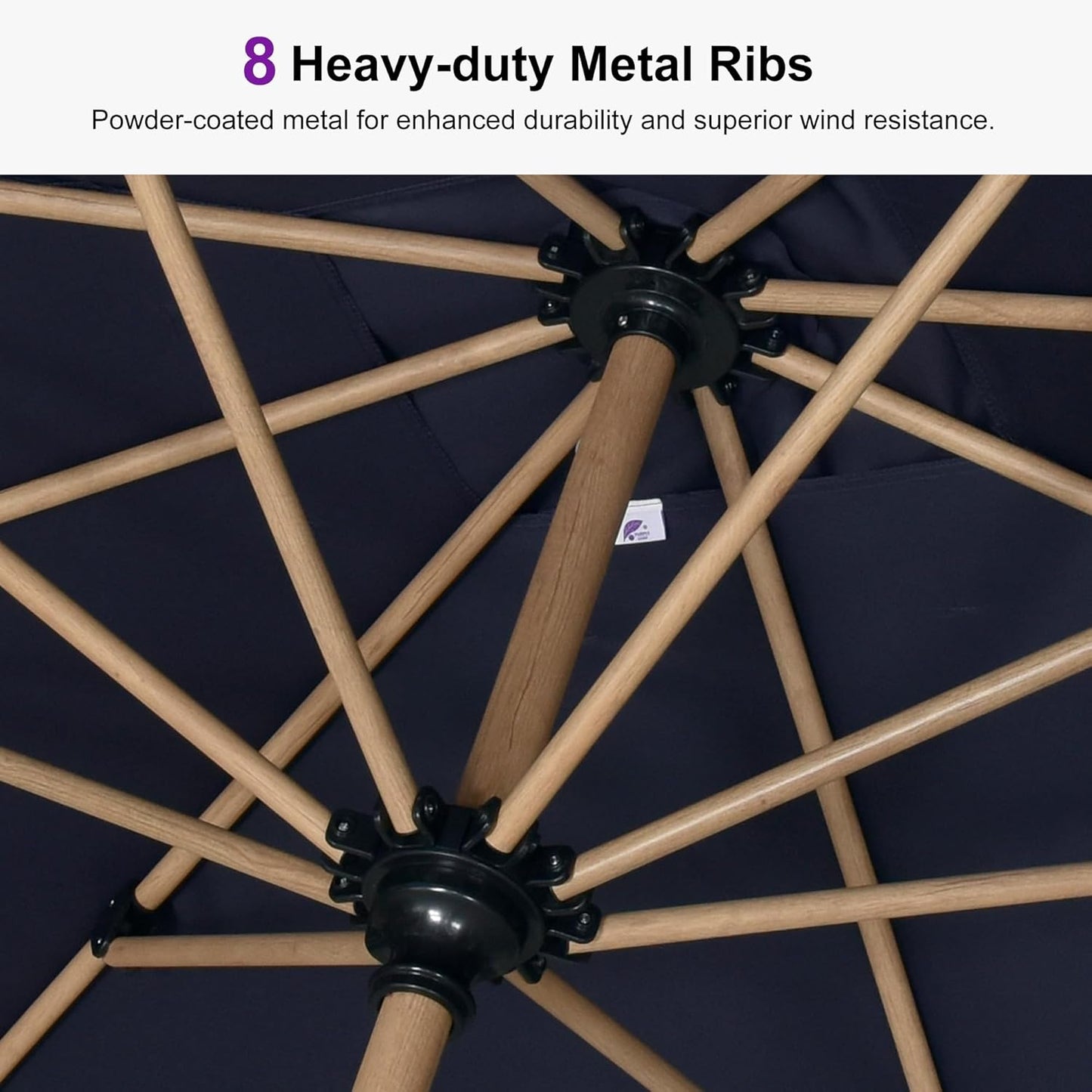 PURPLE LEAF 6' x 6' Market Umbrella Outdoor Table Umbrella Aluminum Patio Umbrella with Push Button Tilt & 8 Sturdy Ribs and Crank Outdoor Umbrellas for Deck Backyard Beach, Navy Blue