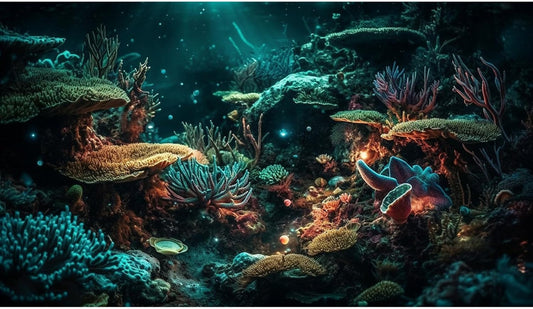 Aquarium Background Colorful Picturesque Coral Reef Terrarium Background Tropical Sea Various Hard Corals Underwater Landscape Fish Tank Backdrop Aquarium Poster Background Vinyl 48x18in