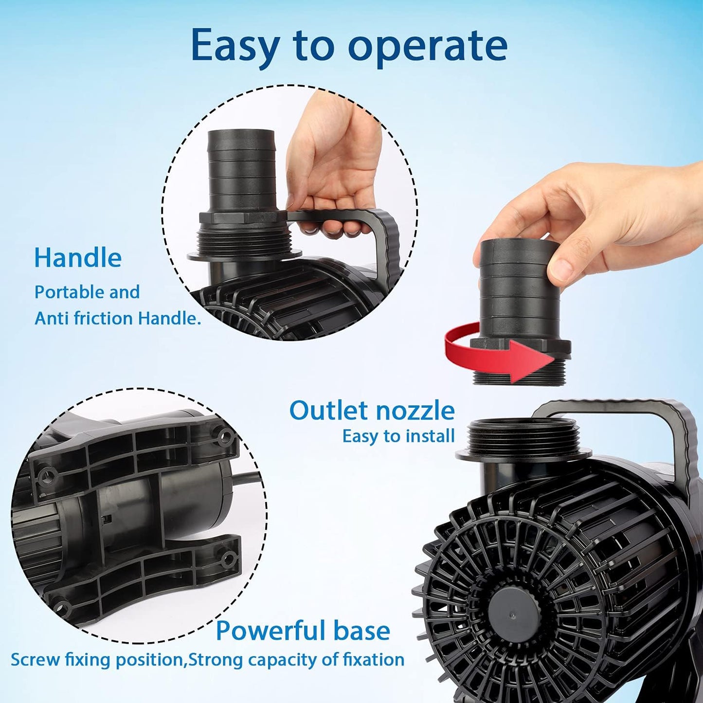 WaterRebirth (9800GPH-620W,UL listed) High Flow Submersible Pond Water Aquarium Pump Multi Scenario Application