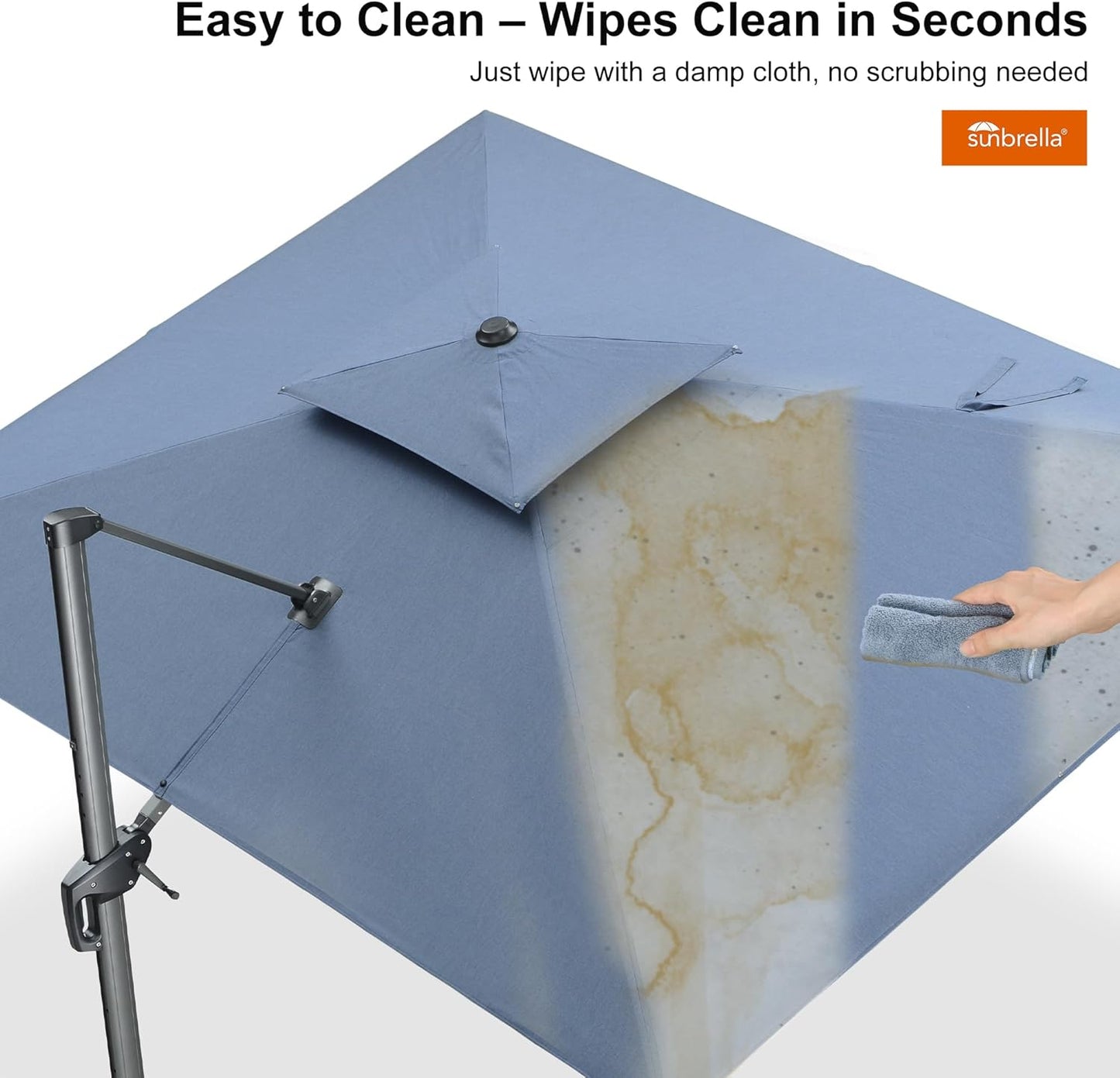 PURPLE LEAF Patio Umbrella 10' X 13' Outdoor Cantilever Umbrella Large Rectangle Double Top Heavy Duty Offset Umbrella with 360-Degree Rotation for Pool Garden Deck Spectrum Denim