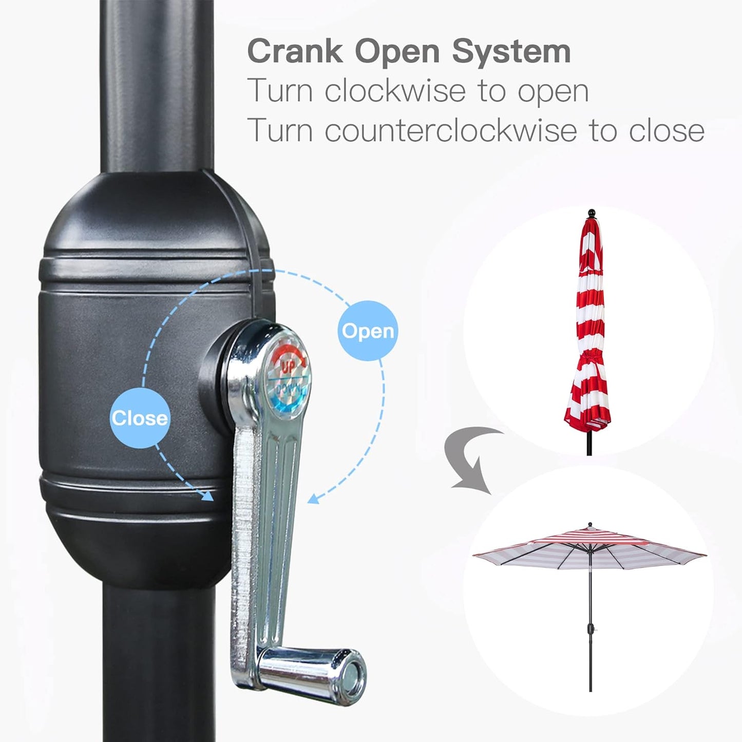 Sunnyglade 9' Patio Umbrella Outdoor Table Umbrella with 8 Sturdy Ribs (Red and White)