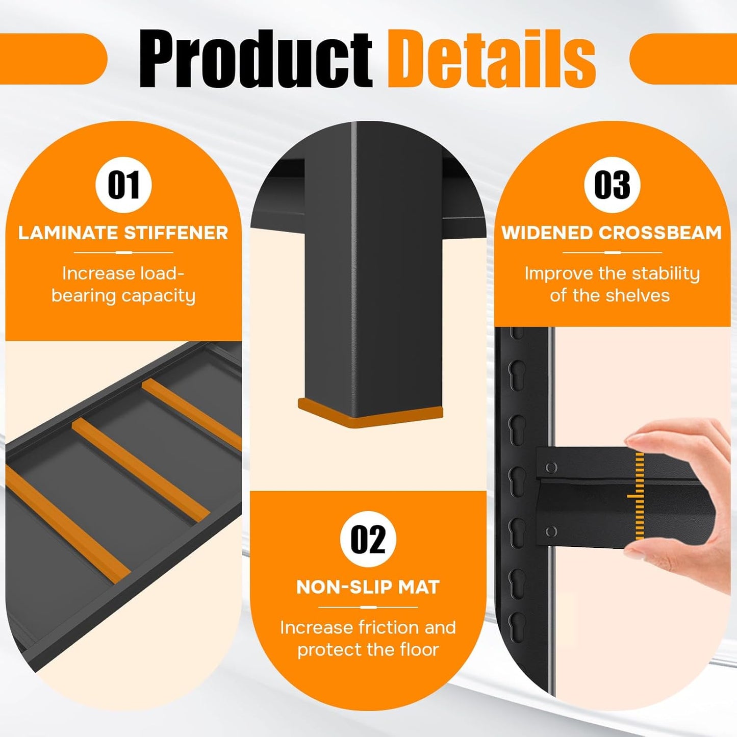 Garage Shelving Heavy Duty Garage Storage Shelves, 3600 LBS Adjustable 6 Tier Industrial Shelving Unit, Metal Utility Shelf for Basement, Warehouse and Workshop (82''Hx46''Wx18''D, Black)