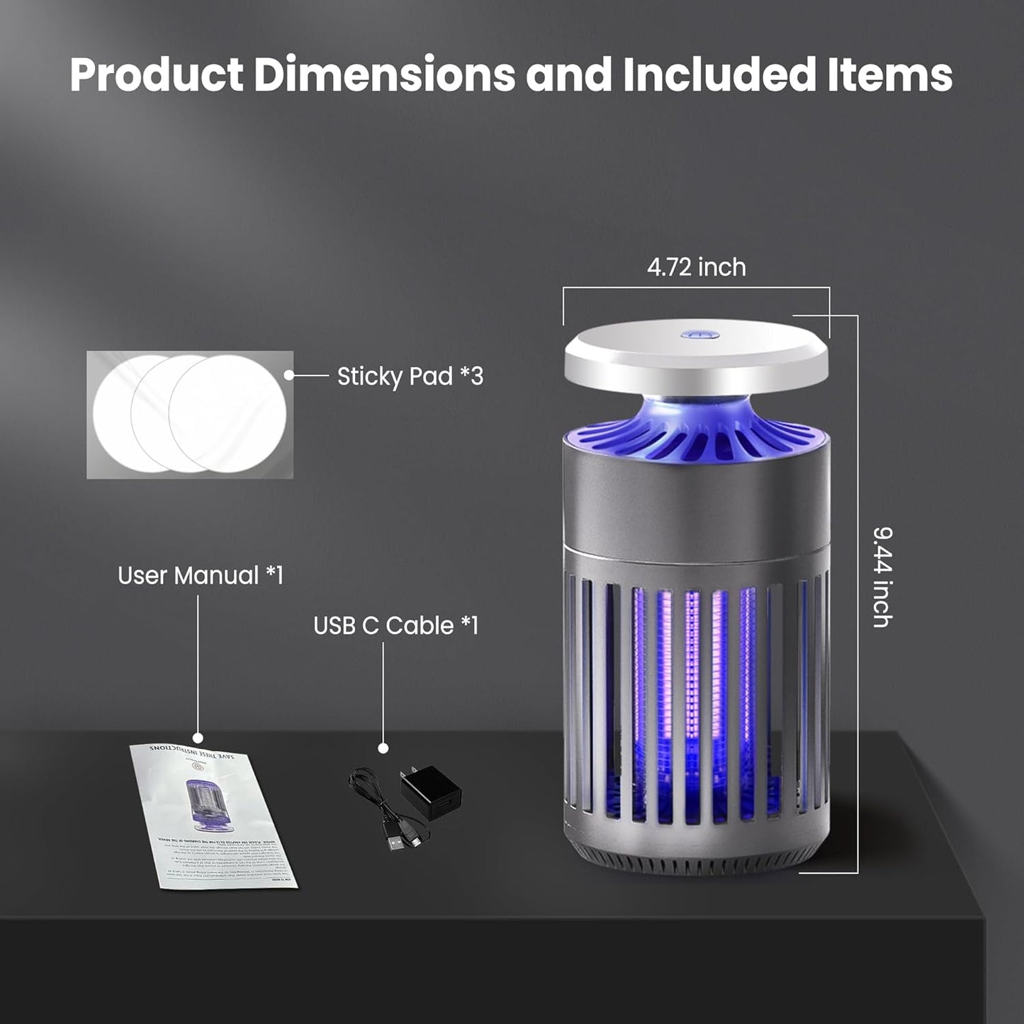 Pest Sniper Indoor Insect Trap,Attracts and Zaps Mosquitos, Gnats, Moths, Fruit Flies，2 in 1 Bug Zapper with Suction and Electric Grid