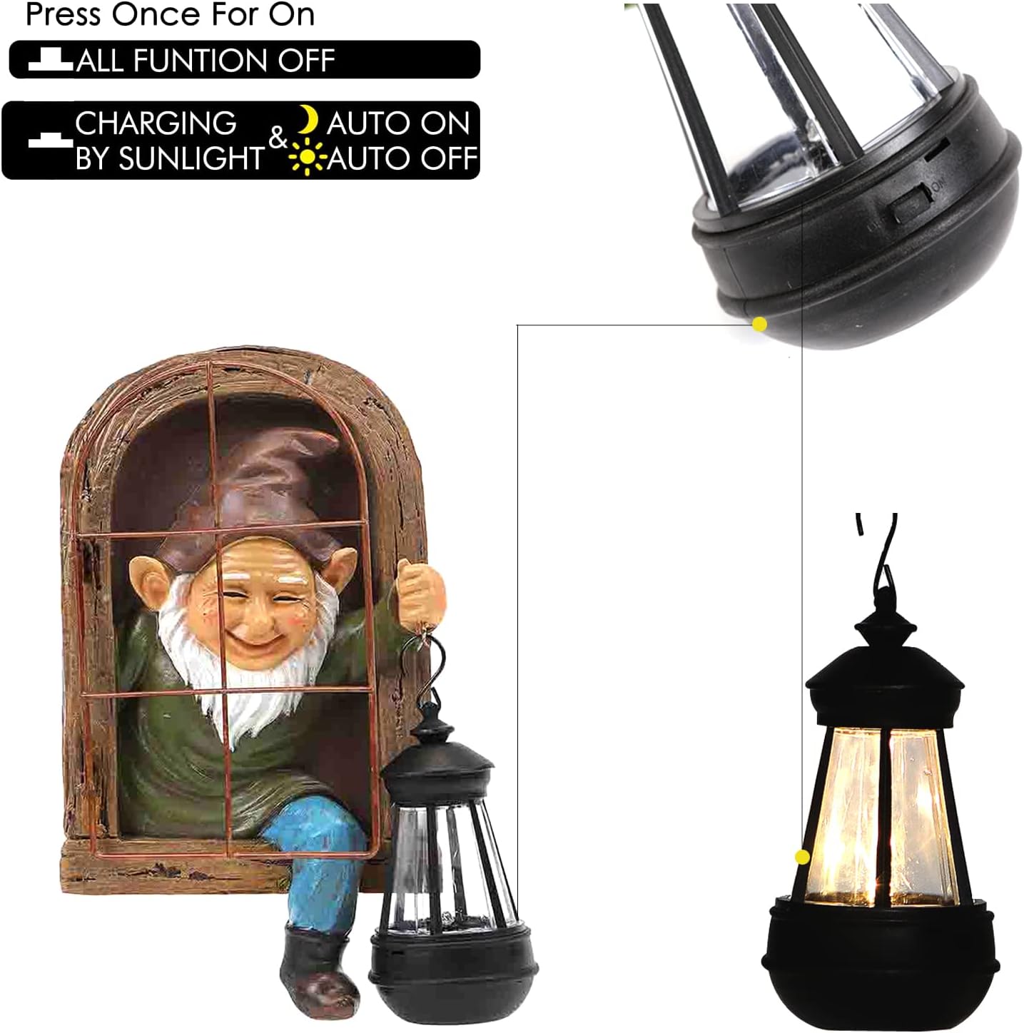 Whimsical Fairy Garden Gnomes with Solar Lights-10 Elf Out The Door Tree Hugger Garden Statues-Outdoor&Yard Decor-Tree Face Sculpture,Ideal Halloween Gifts - Yard Art for Patio,Fence,Wall