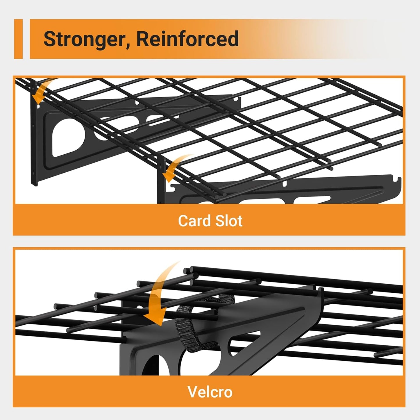 1x4 ft Garage Shelving, 2-Pack Wall-Mounted Shelves for Garage, Kitchen, Pantry Storage, 300 lbs Total Load Capacity Wall Shelving, Black