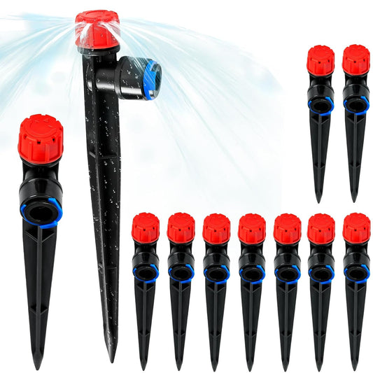 10PCS 1/4 inch Tubing Drip Irrigation Vortex Emitters,360 Degree Drip Emitter Sprayer with Stake, Irrigation Dripper Sprinklers for Drip Irrigation System.