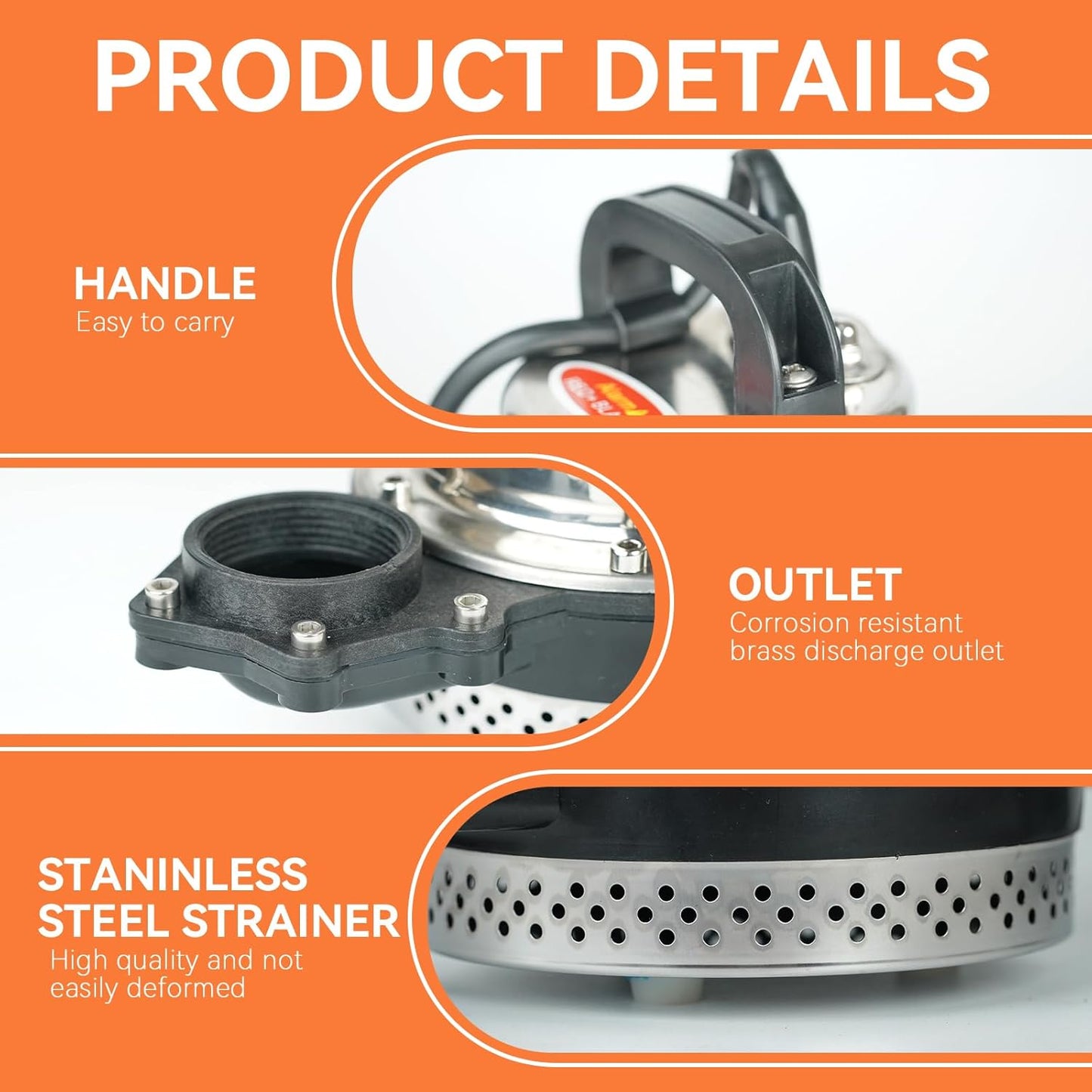 BACOENG DC 12V Solar Water Pump, Submersible Well Pump 20FT, 20GPM Lift for Farm & Ranch