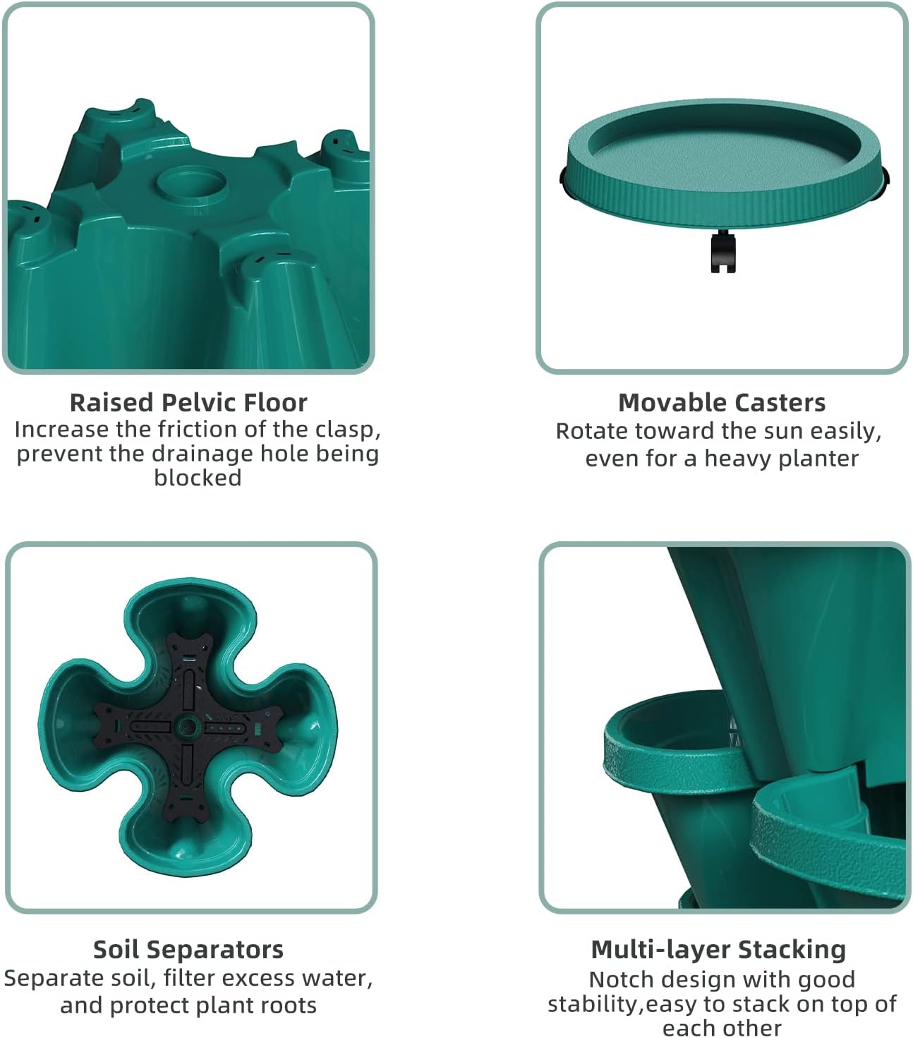 Strawberry Vertical Planters Tower Garden, 6 Tiered Stacking Planter with Support Pole, Stackable Herb Vegetable Planters Indoor and Outdoor