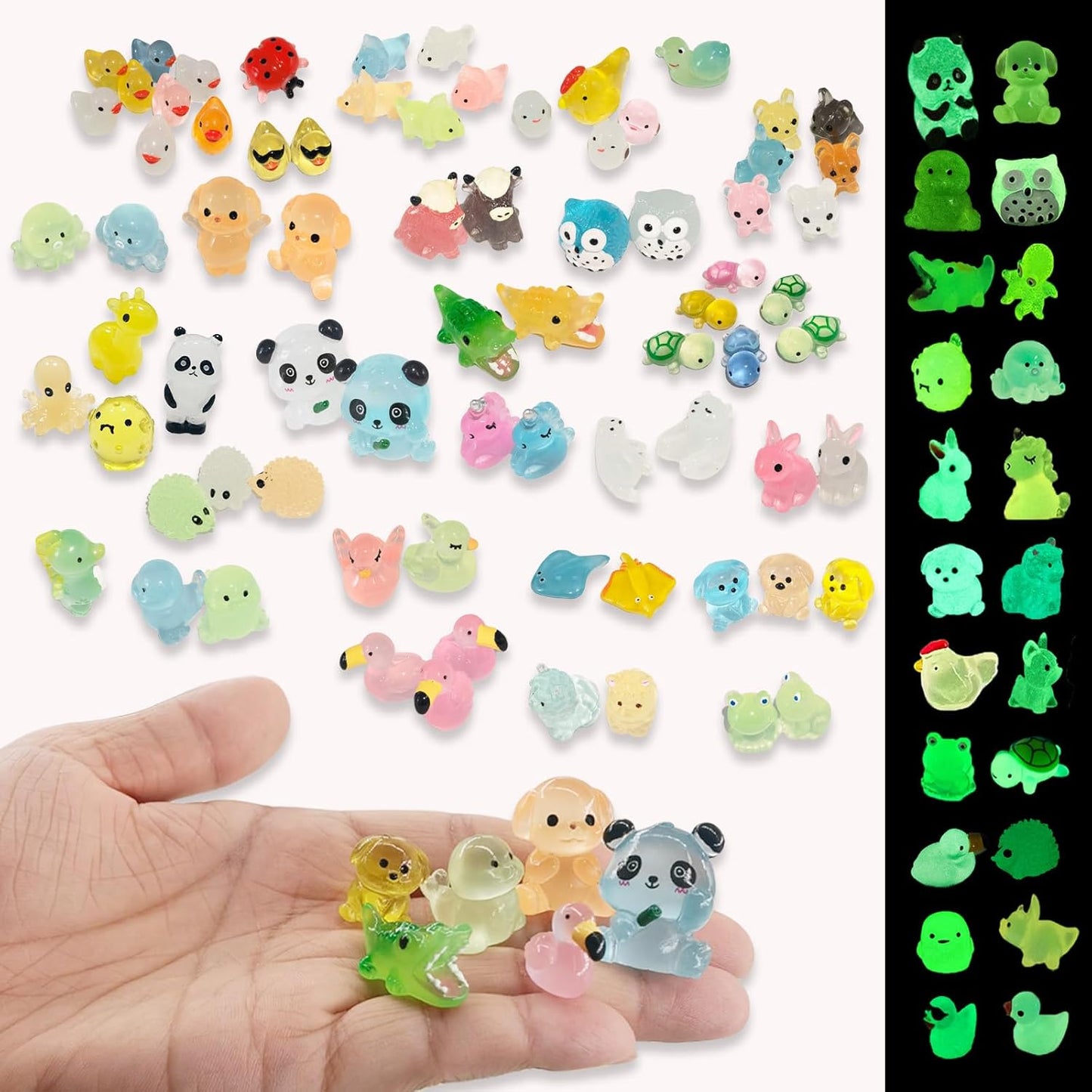 75 Pcs Luminous Mini Resin Animals Figurines Mini Ducks Glow in The Dark, Cute Dollhouse Miniatures for Fish Tank Decorations Aquarium Decorations Fairy Garden Accessories Miniatures Garden