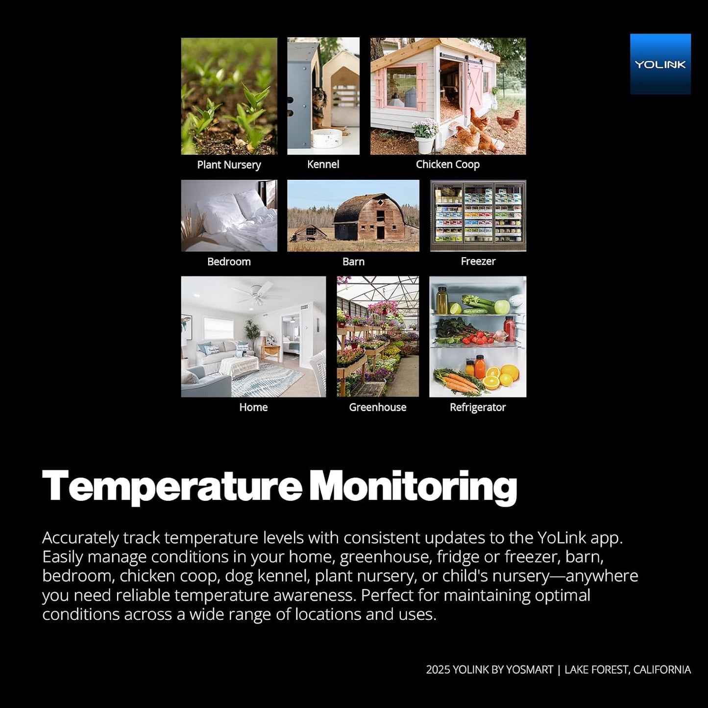 YoLink Smart Freezer Thermometer, LoRa Wireless Fridge Temperature Sensor 3-Pack, Ideal for Refrigerator, Freezer, Greenhouse, Pet Cage, App & SMS Alerts, 5-Year Battery, Hub Included