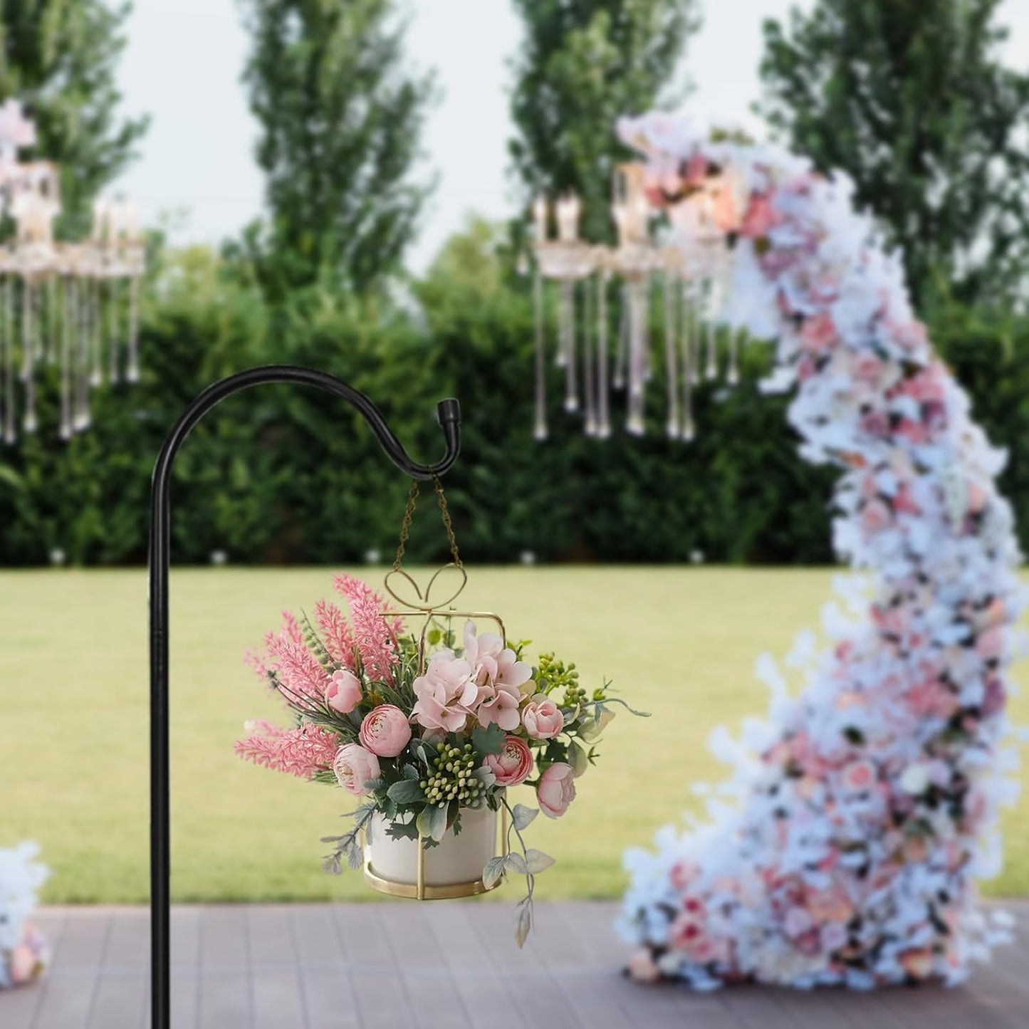 MIXXIDEA 37” Inch Heavy Duty Garden Shepherds Hooks for Outdoor Height Adjustable Plant Hangers Outdoor Shepherds Hook for Bird Feeders, Lanterns,Outdoor Décor, Plants, Wedding, Garden (37inch 8PK)