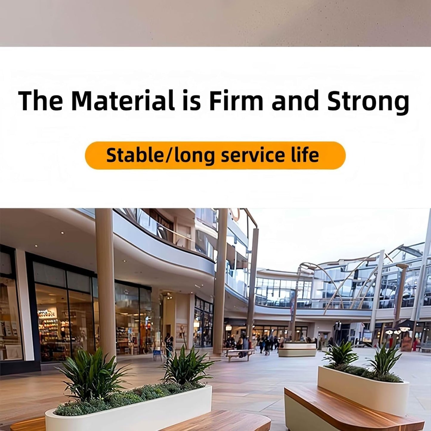 Outdoor Bench - Modern Outdoor Park Planter Bench Includes Luxurious and Simple Flower Box & Wooden Seating Area for Commercial Plaza,Food Court(55.12IN)