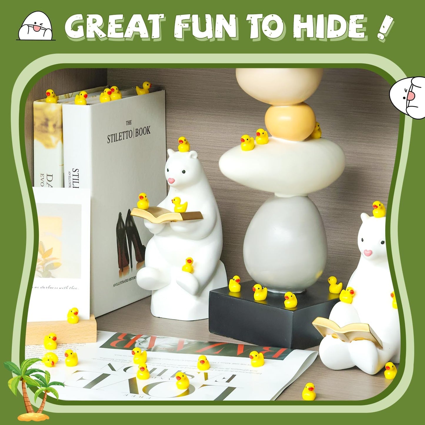 120PCS Mini Resin Animals Cute Yellow Tiny Ducks,Miniature Duck Figures to Hide,Little Animal Toys Small Figurines Bulk for Topper Desk Garden Dollhouse Landscape Aquarium Ornaments DIY Crafts & Decor