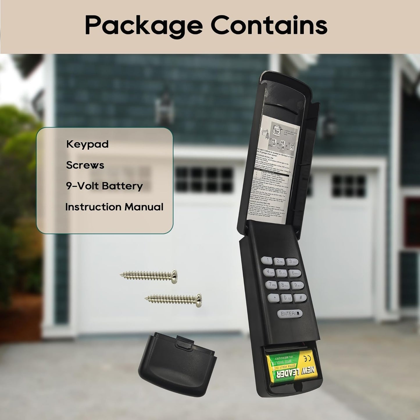 Black Garage Door Opener Keypad for liftmaster Chamberlain Craftsman Openers Produced Since 1993, Wireless Keyless Entry keypad, Replaces 877MAX, 878MAX, G940EV-P2, 877LM, 377LM, 977LM