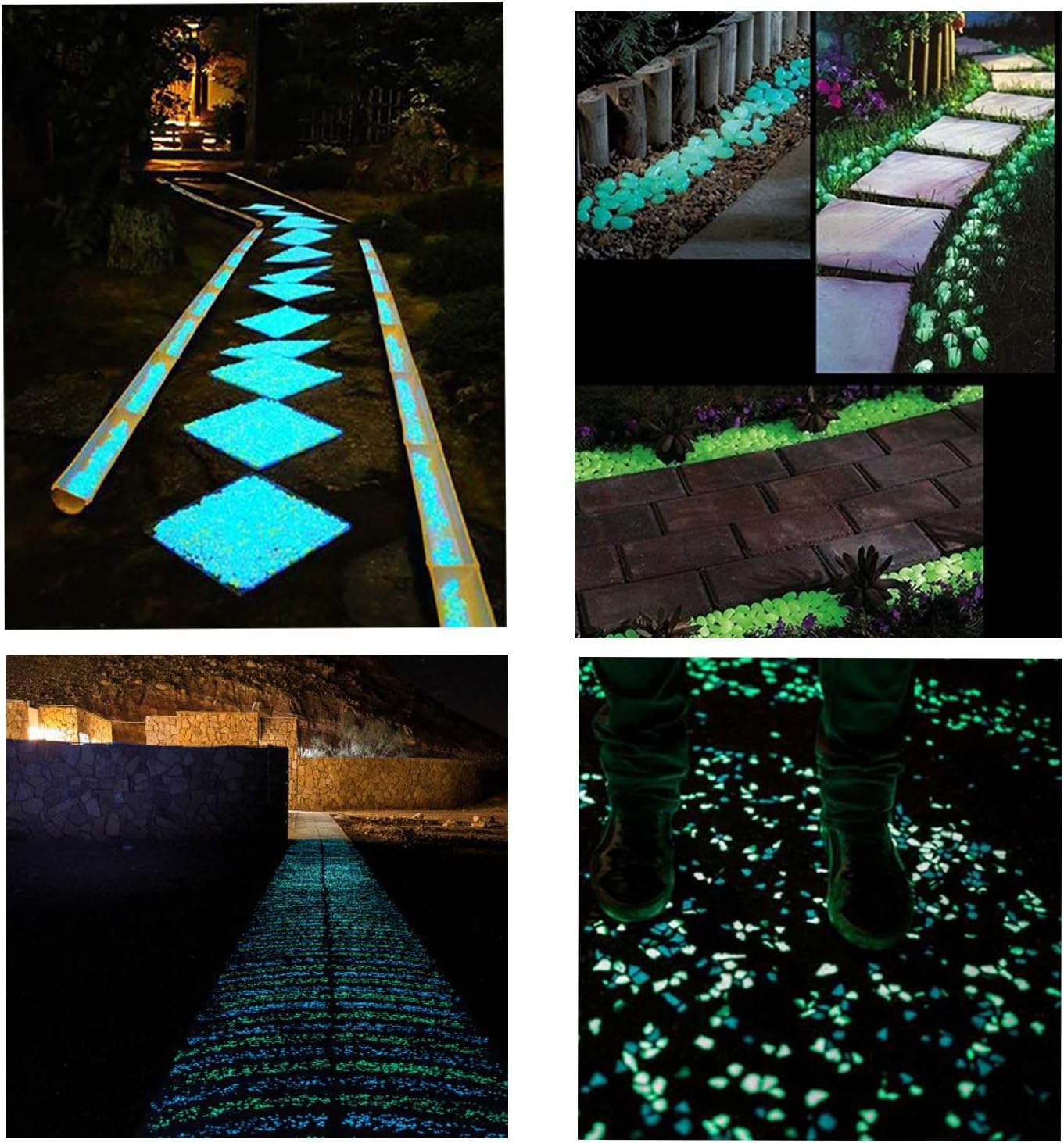 Oubest Glow in The Dark Pebbles/Glow Stones/Glowing Rocks Green Decor for Garden/Fish Tank/Aquarium/Walkway/Driveway/Plant Pots/Bonsai (200, Green)