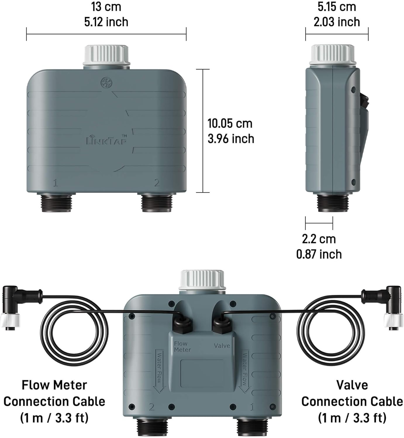 LinkTap T1 Smart 2-Zone Water Timer & Gateway, Built-in Flow Meters, Real-Time Fault Detection & Notification, Weather Adaptive, Better Range Than WiFi Hose Timer, IP66, Alexa, 2-Year Warranty