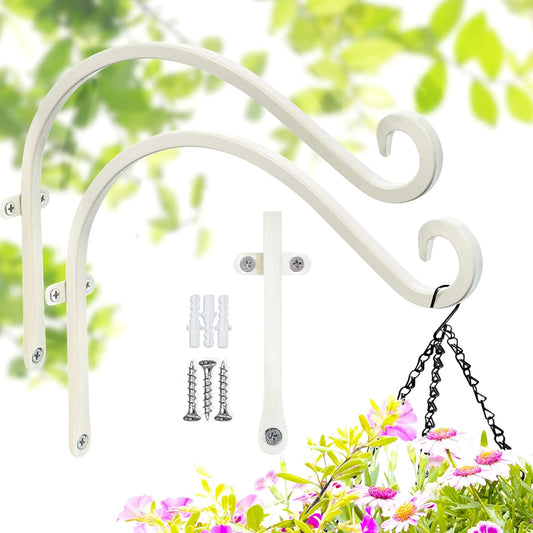 Hanging Plant Brackets Outdoor: 12-Inch Hanging Plant Hangers Wall Hooks - Wall Mount Brackets for Bird Feeder Flower Baskets White