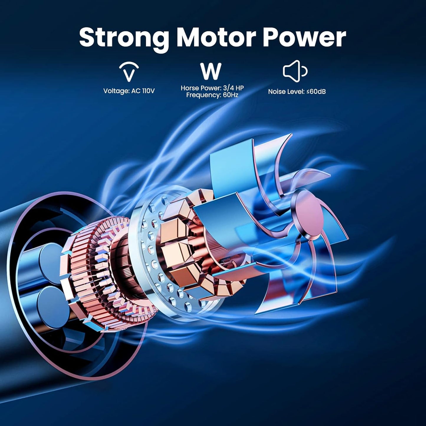 Aerator, 5.2 CFM for Pond and Lakes Up to 3 Acres, 3/4 HP Compressor without Timer & Diffuser & Hose, Aeration Pumps for Deep Water Oxygen Circulation