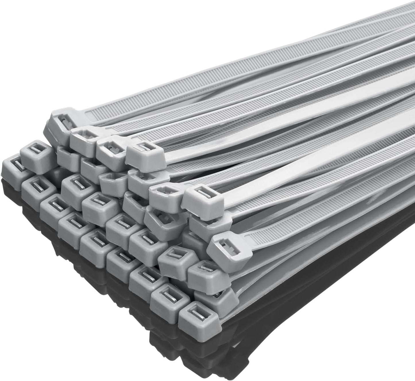 XINGO 8 Inch Silver Zip Ties Heavy Duty 100 Pack, 120 LBS Tensile Strength, Premium Nylon Cable Wire Ties, Self-locking Plastic Ties for Indoor and Outdoor Use