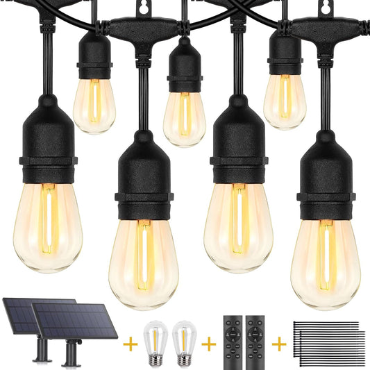 ZJOJO Solar String Lights Outdoor Waterproof 120FT,Solars Light Outdoor with 30 Shatterproof Bulbs IP65, Patio Lights SolarPowered &USB Port, LED String SolarLights for Outside Decor