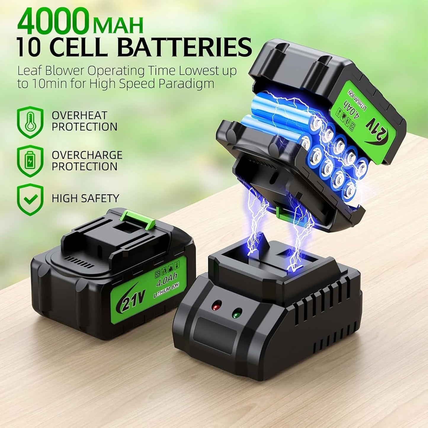 Electric Leaf Snow Blower Cordless, 900,000 RPM, 2 x 4.0Ah Batteries & Charger, Handheld for Lawn Care, 5 Speed, Lightweight for Yard, Patio, Outdoor Use (Gray)