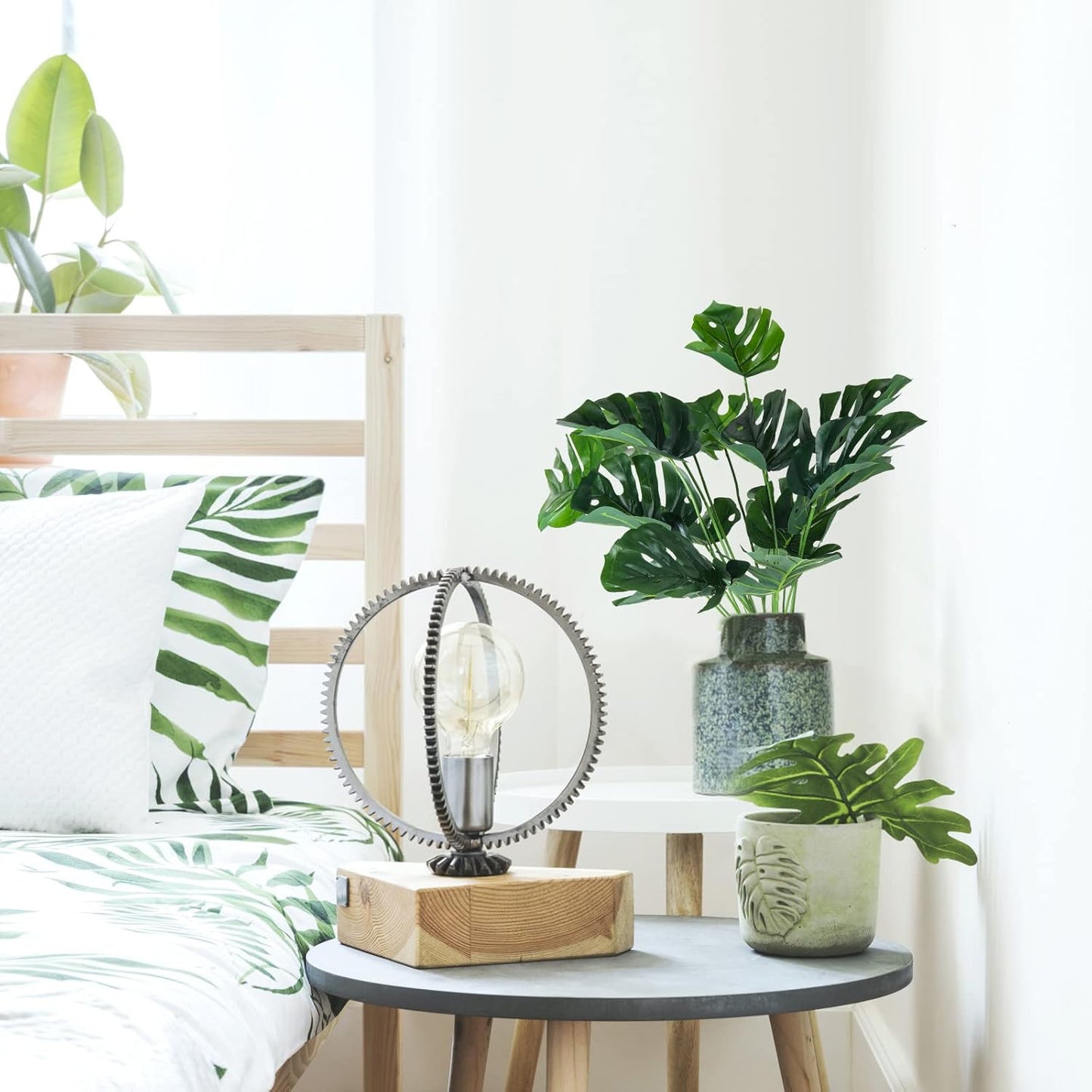 RECUTMS Artificial Palm Tree Leave Plants Faux Large Tropical Monstera Turtle Leaf Indoor Outdoor UV Resistant Fake Plant Greenery Hawaiian Luau Jungle Beach Party Home Garden Spring Summer Decoration