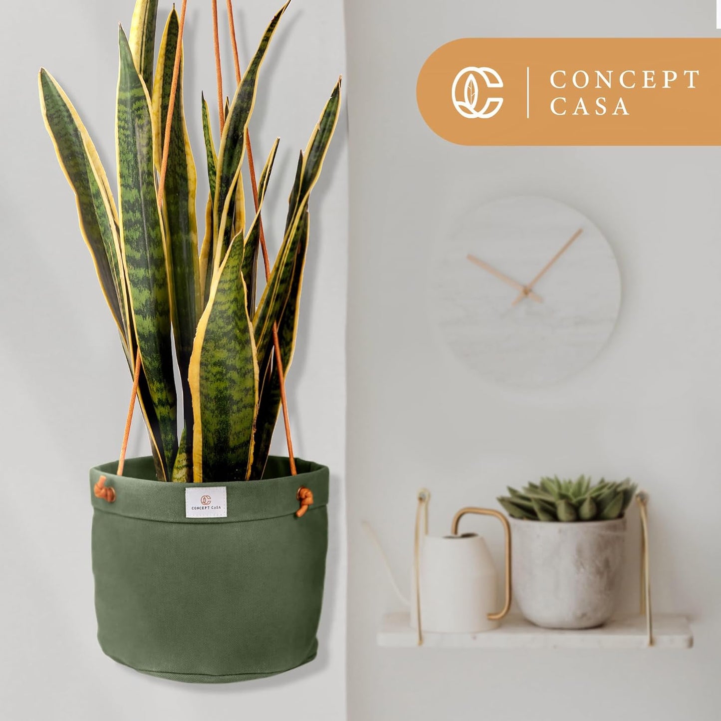 Waxed Canvas Handmade Hanging Planter for Indoor/Outdoor Plants, Hanging Basket Plant Holder Forest Green with Hook