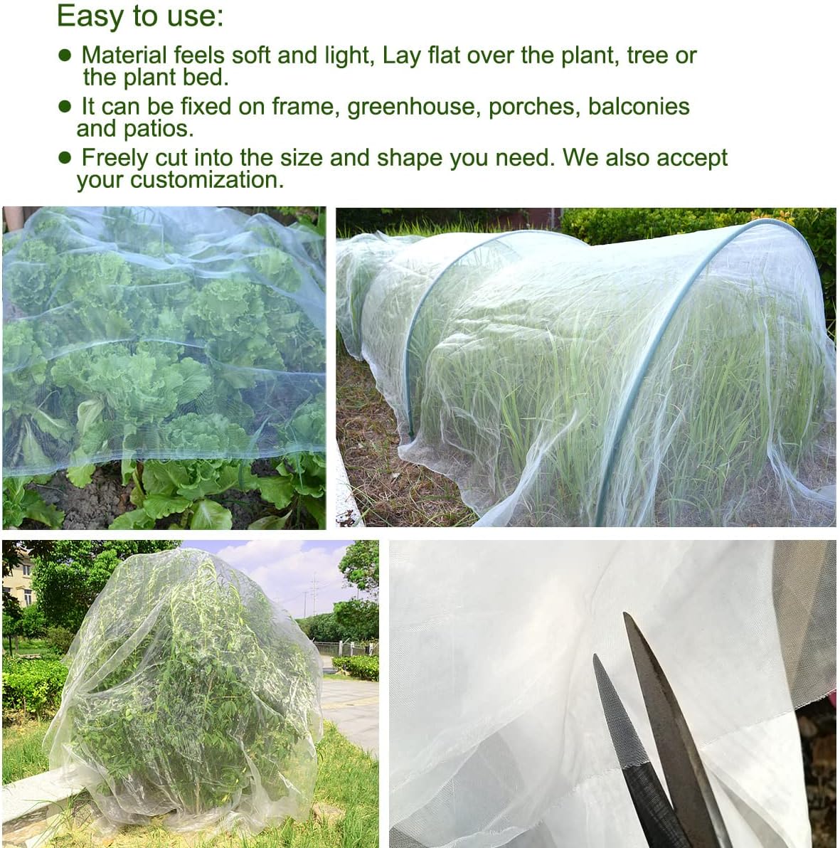 6.5x50Ft Mosquito Bug Insect Bird Fine Mesh Net Barrier Hunting Blind Garden Screen Netting for Protect Your Plant Fruits Flower